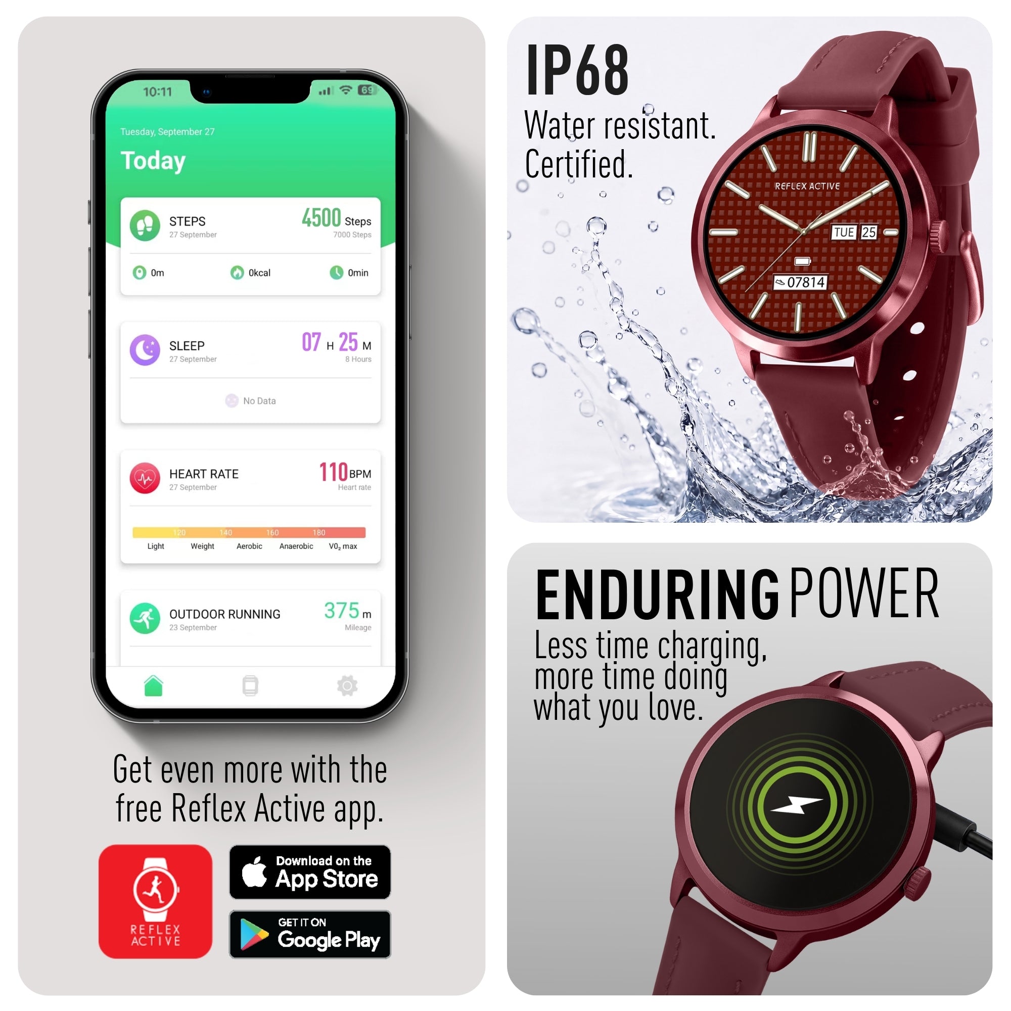 Reflex Active Spectra 300 R Amoled Burgundy Silicone smart watch — view 7