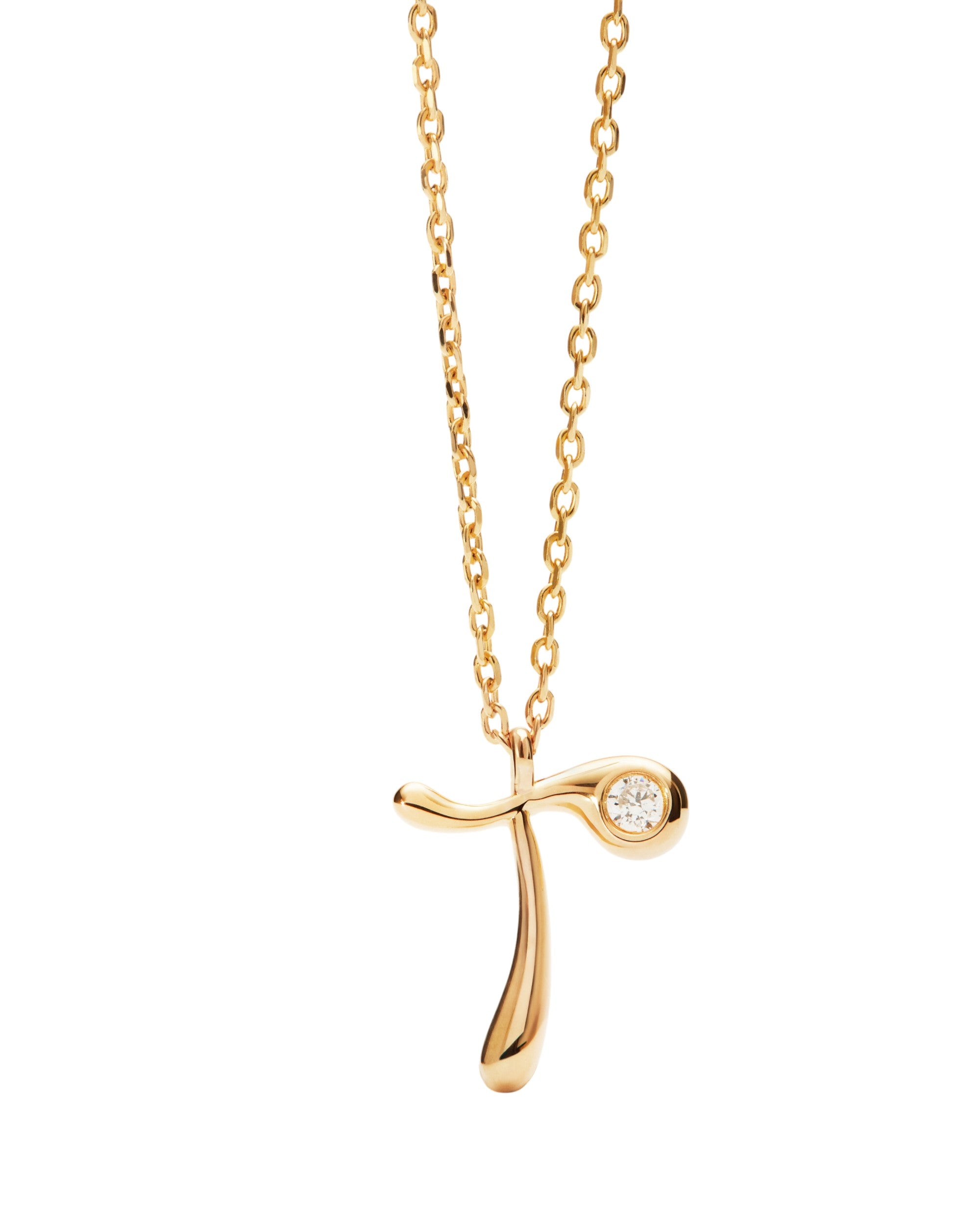 PDPAOLA Initial Letter Pendant T Necklace Gold