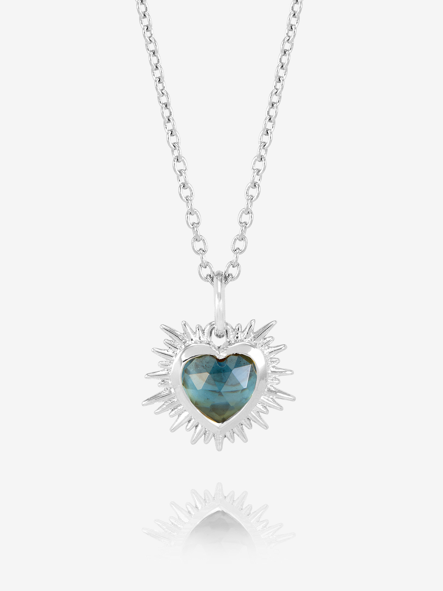 Rachel Jackson Electric Love Birthsone Heart Necklace Silver DECEMBER