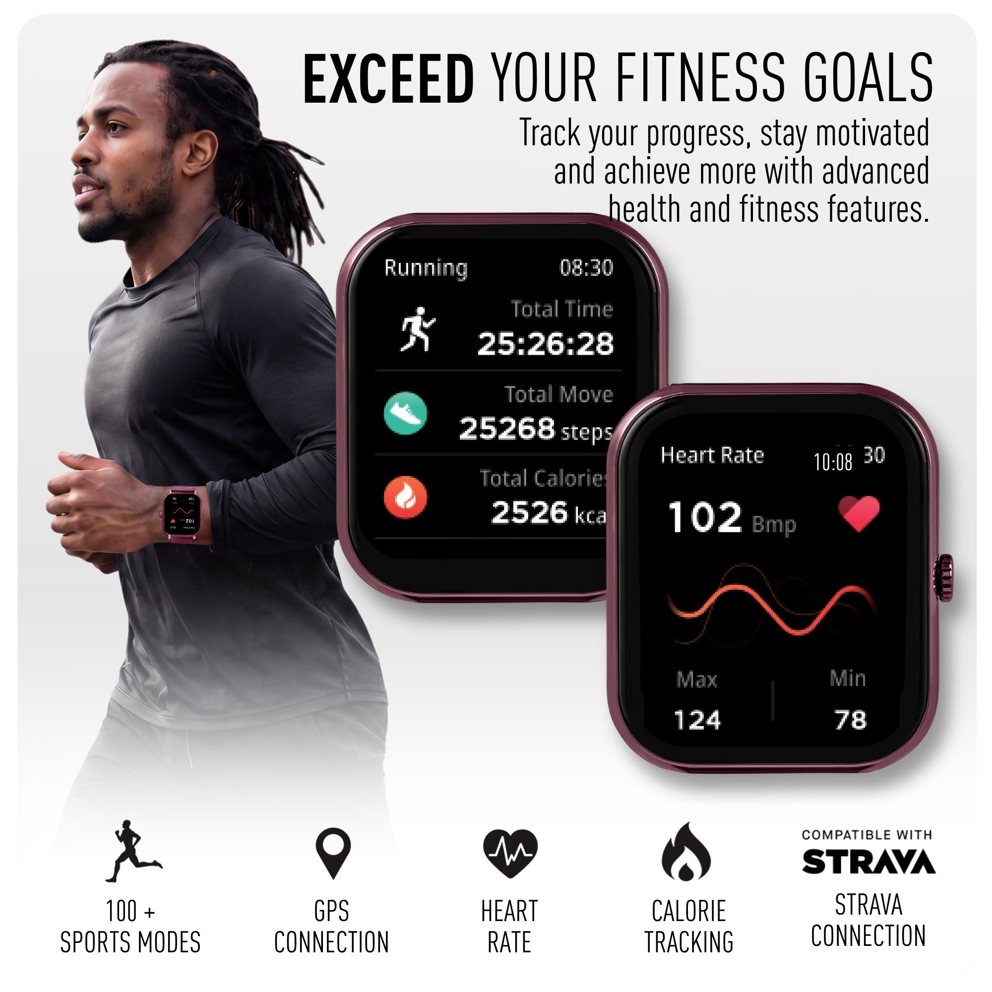 Reflex Active Nexus 100 S Lite Burgundy Silicone smart watch — view 2