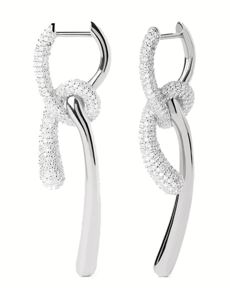 PDPAOLA Pave Twist hoops silver