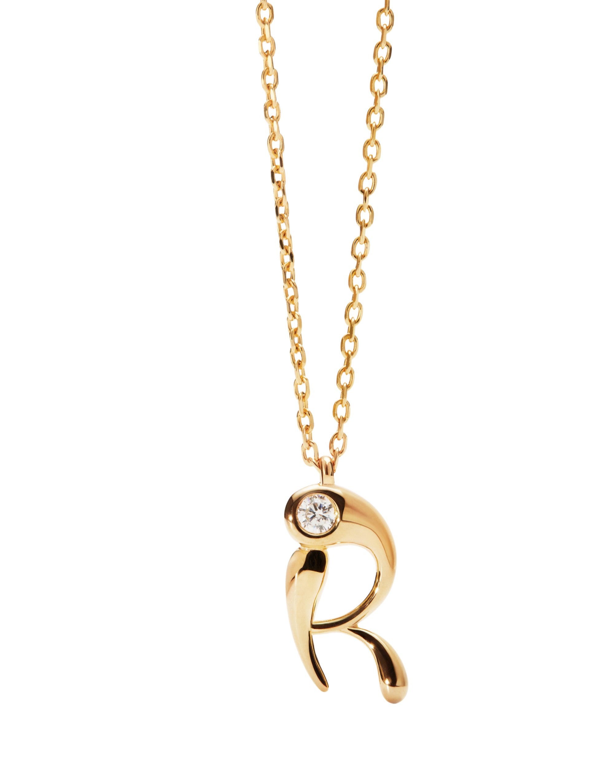 PDPAOLA Initial Letter Pendant R Necklace Gold