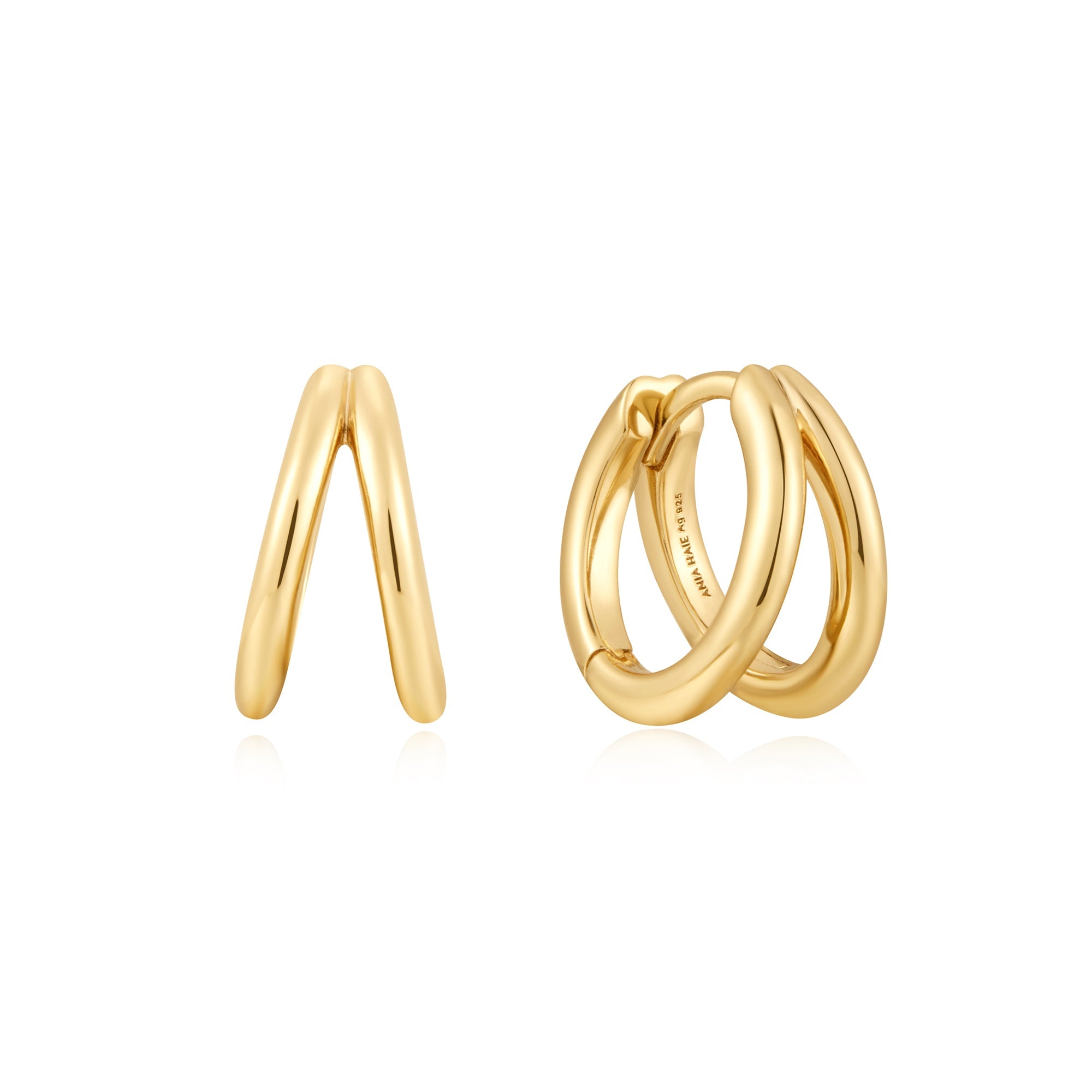 Ania Haie Gold Double Huggies Elegant Modern Statement Earrings