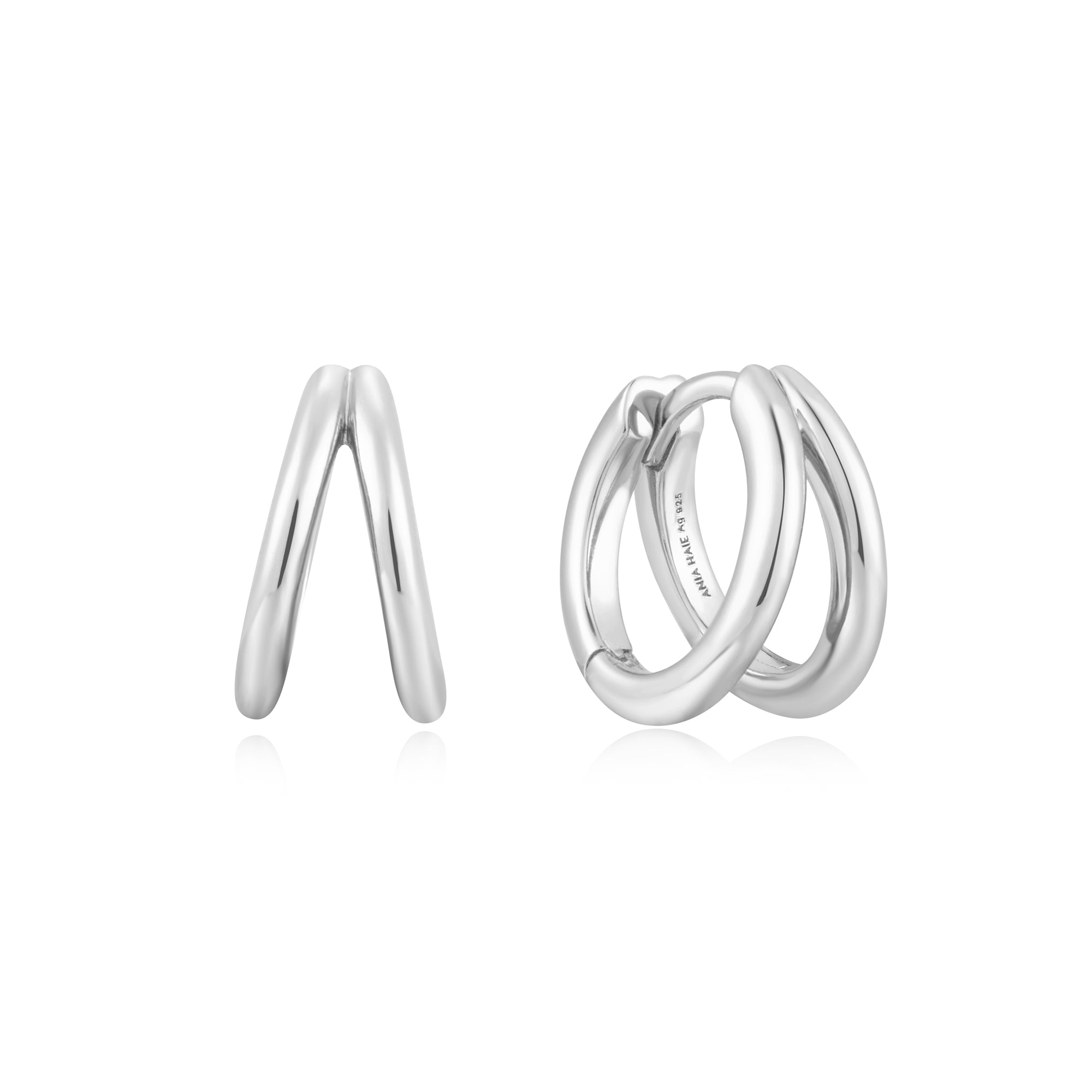 Ania Haie Silver Double Huggies Modern Elegance Affordable Luxury