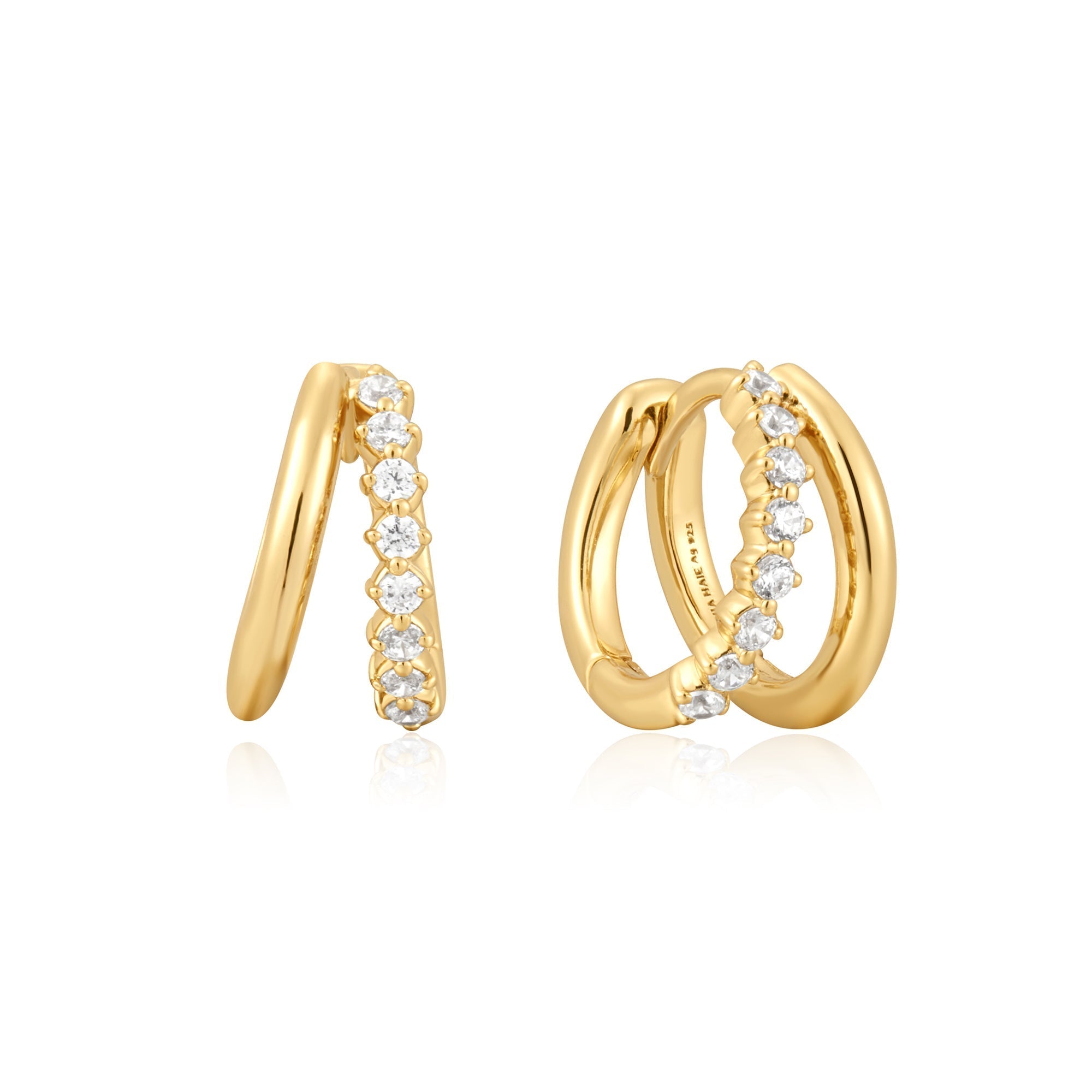 Ania Haie Gold Double Huggie Earrings Modern Trendy Design