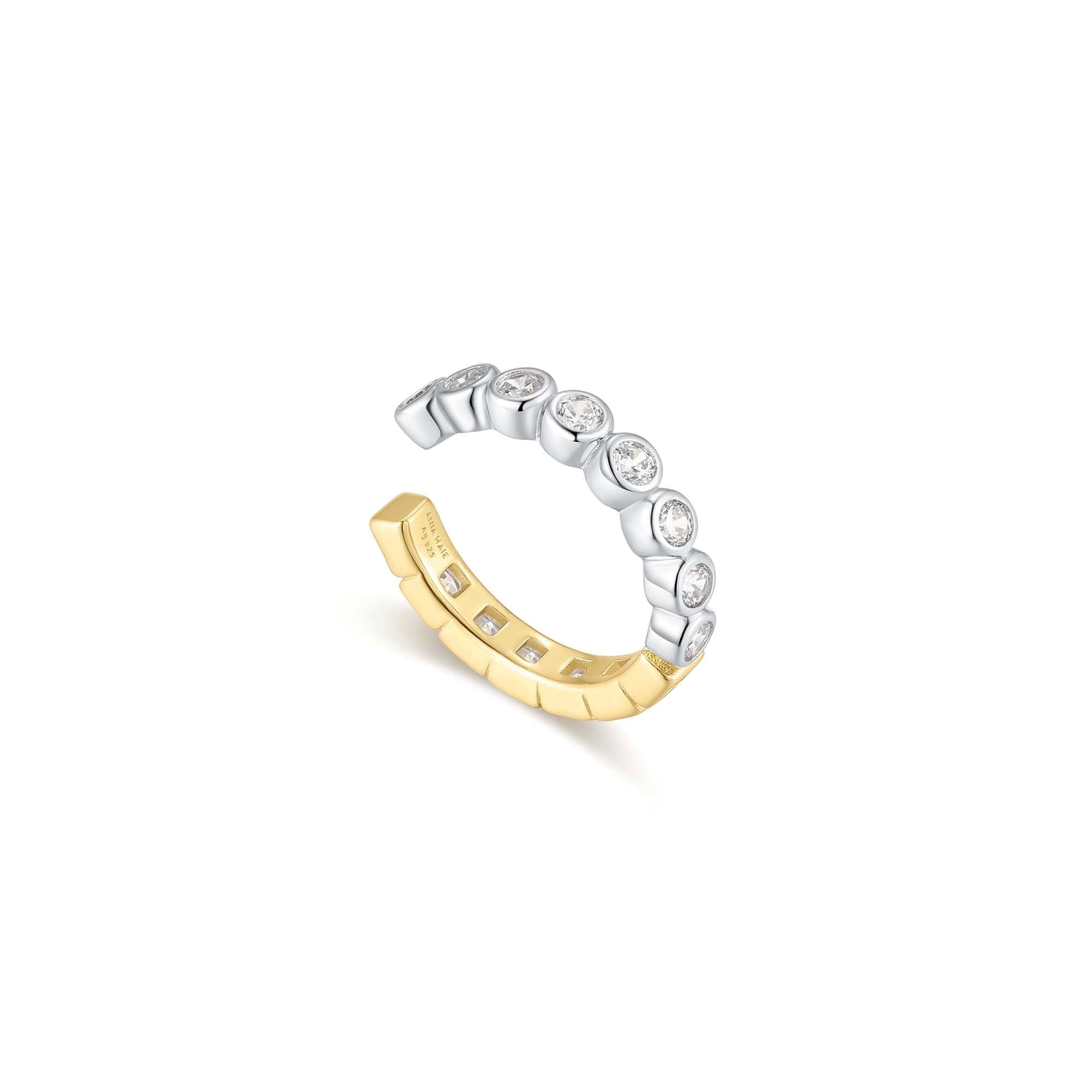 Two Tone Bezel Ear Cuff for Women Elegant Layered Jewelry Accessory