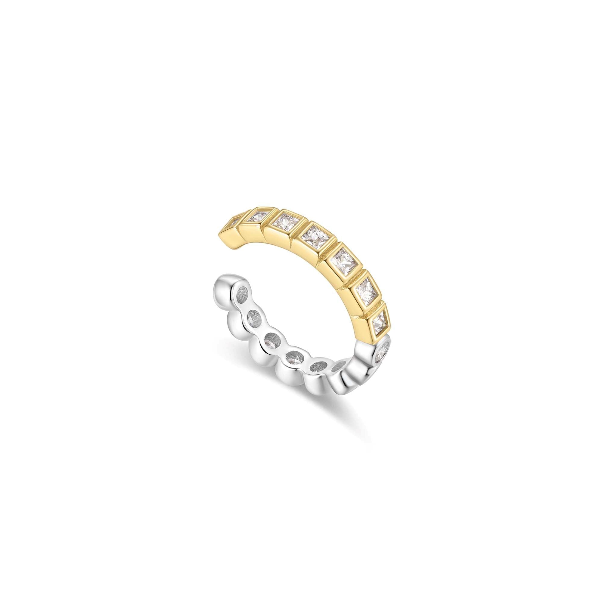 Two Tone Bezel Ear Cuff for Women Elegant Layered Jewelry Accessory