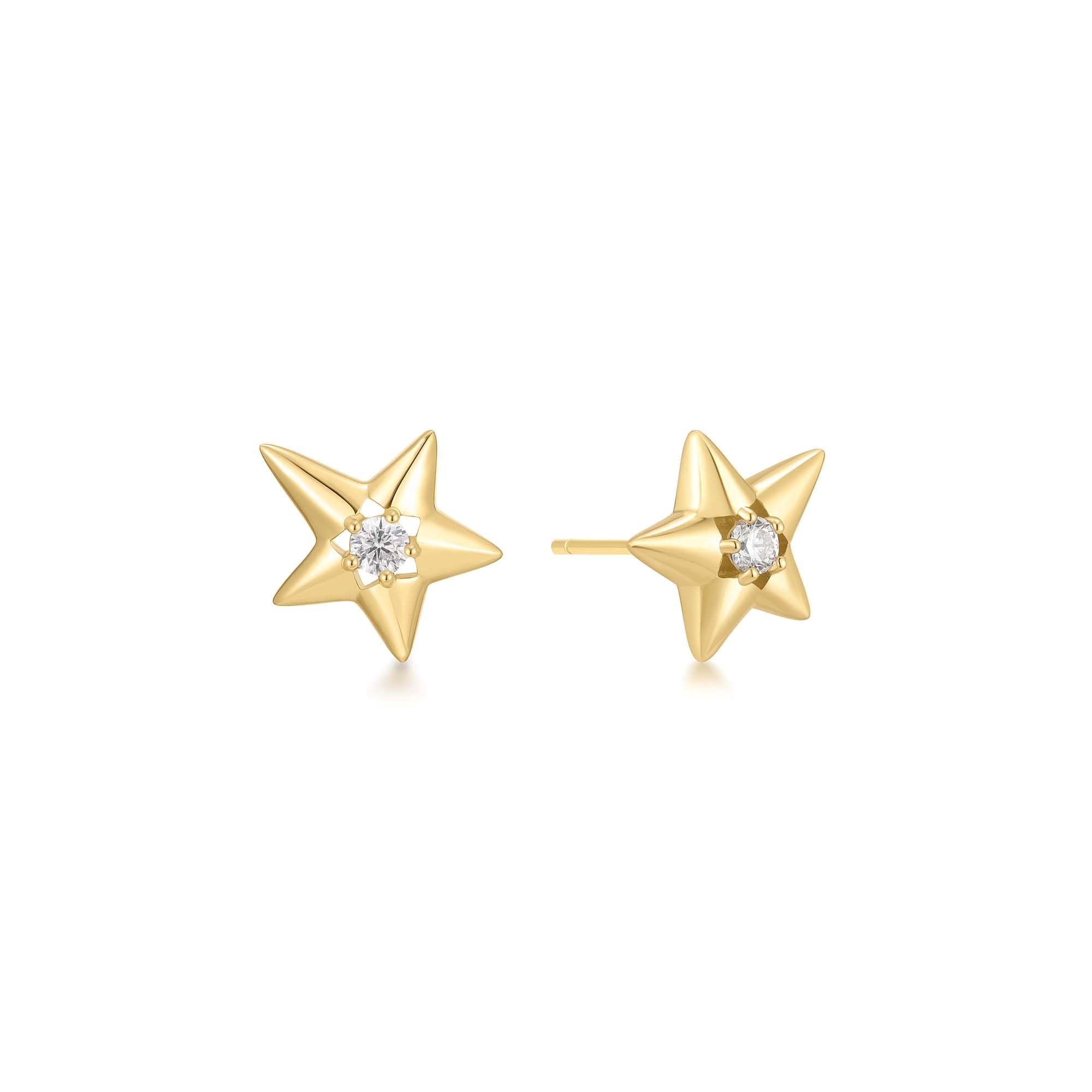 Gold Star Drop Earrings Sparkling Celestial Studs for Women