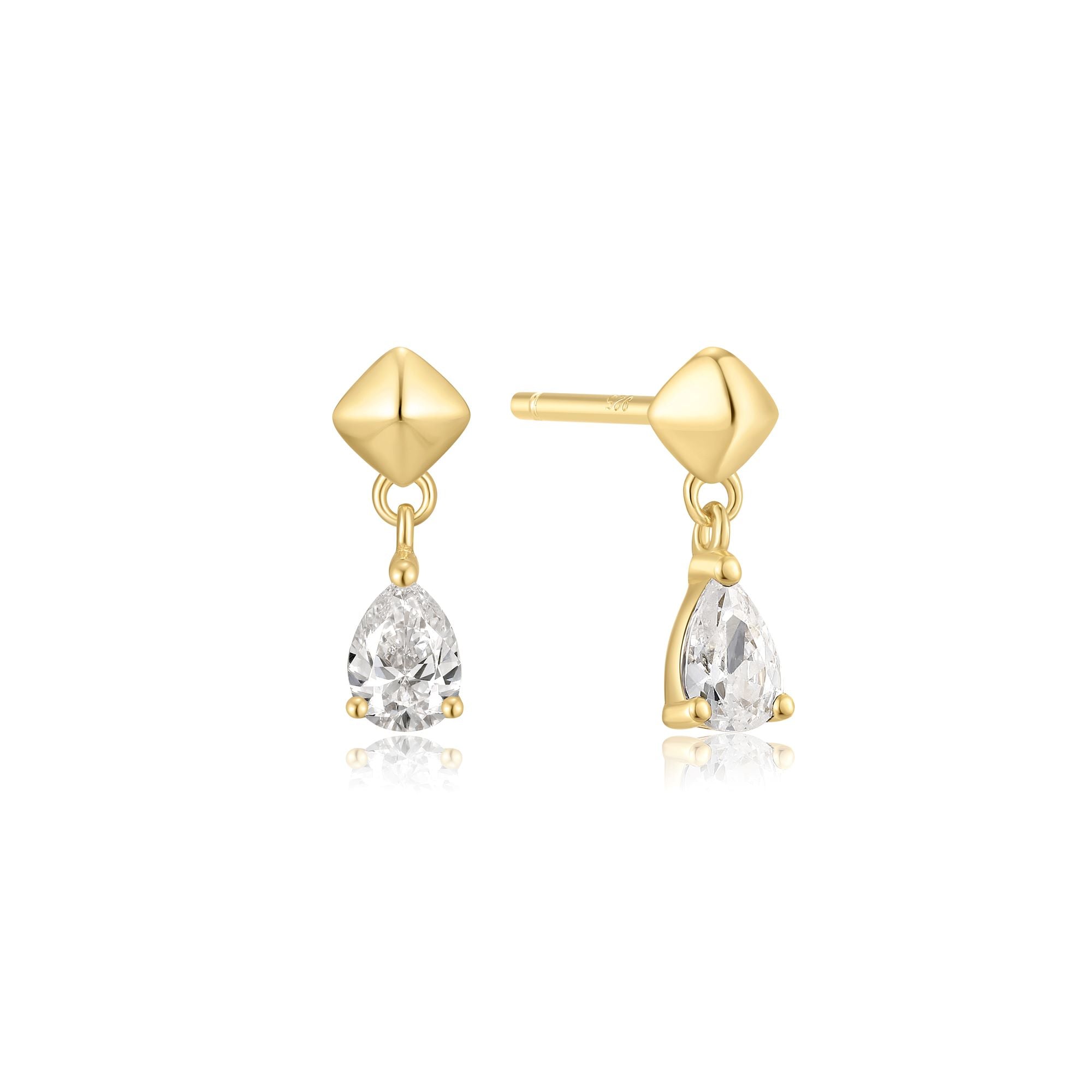 Ania Haie Gold Pyramid Stud Earrings Modern Dangle Geometric Style