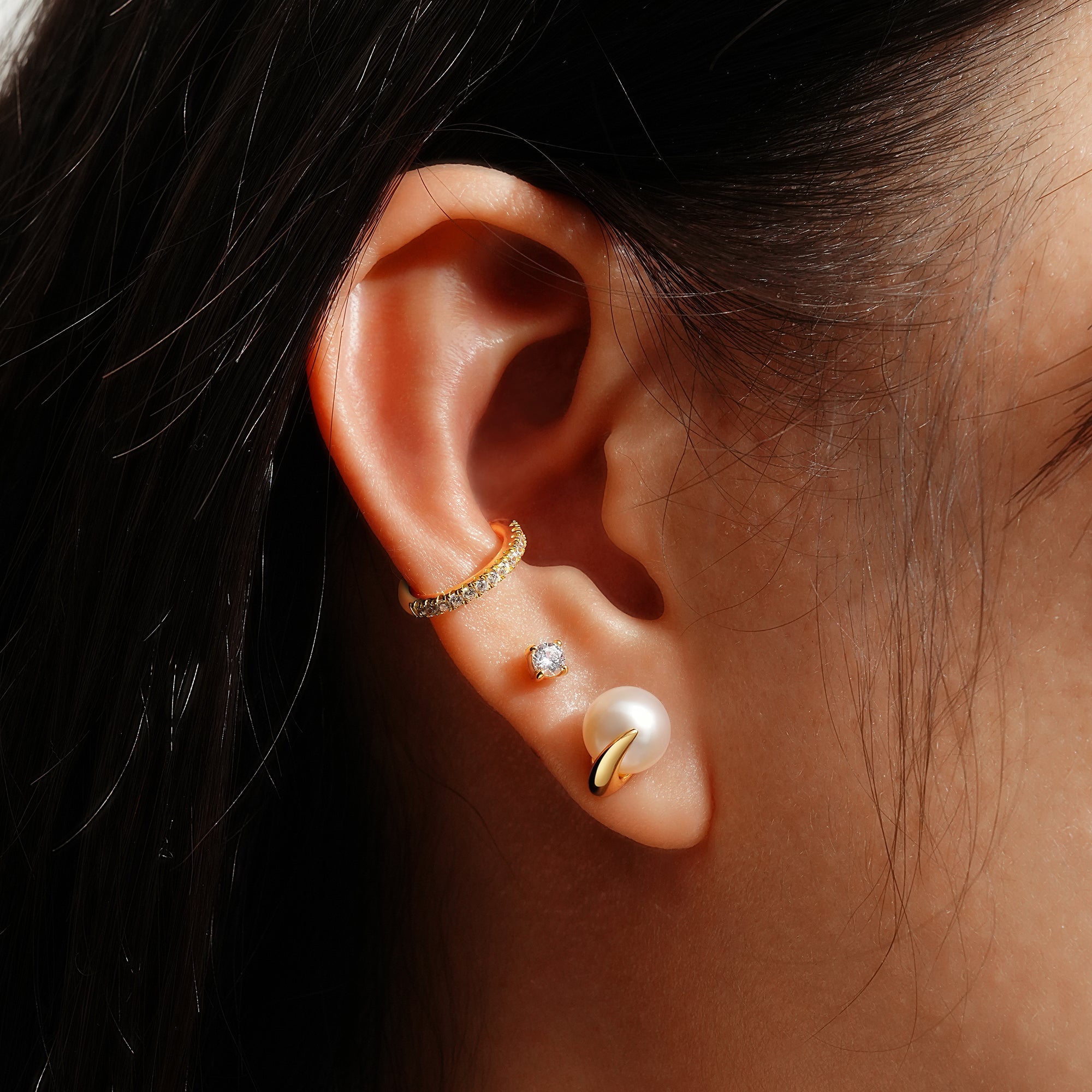 Gold Pearl Claw Stud Earrings Modern Luxury Style by Ania Haie