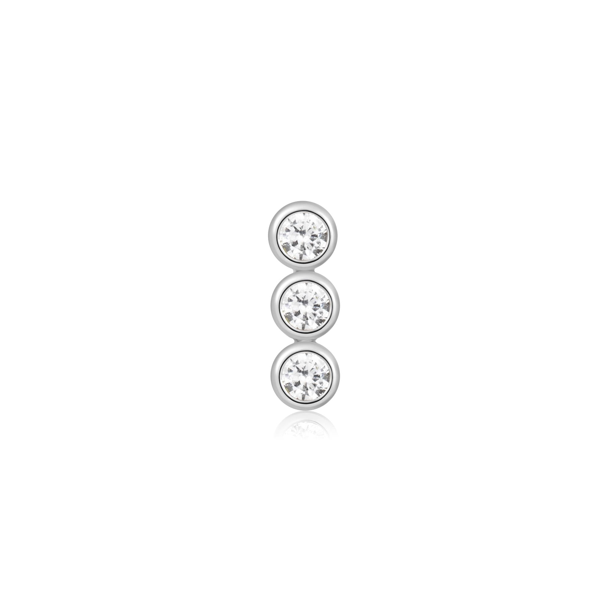 Ania Haie Silver Triple Stone Bezel Barbell Single Earring