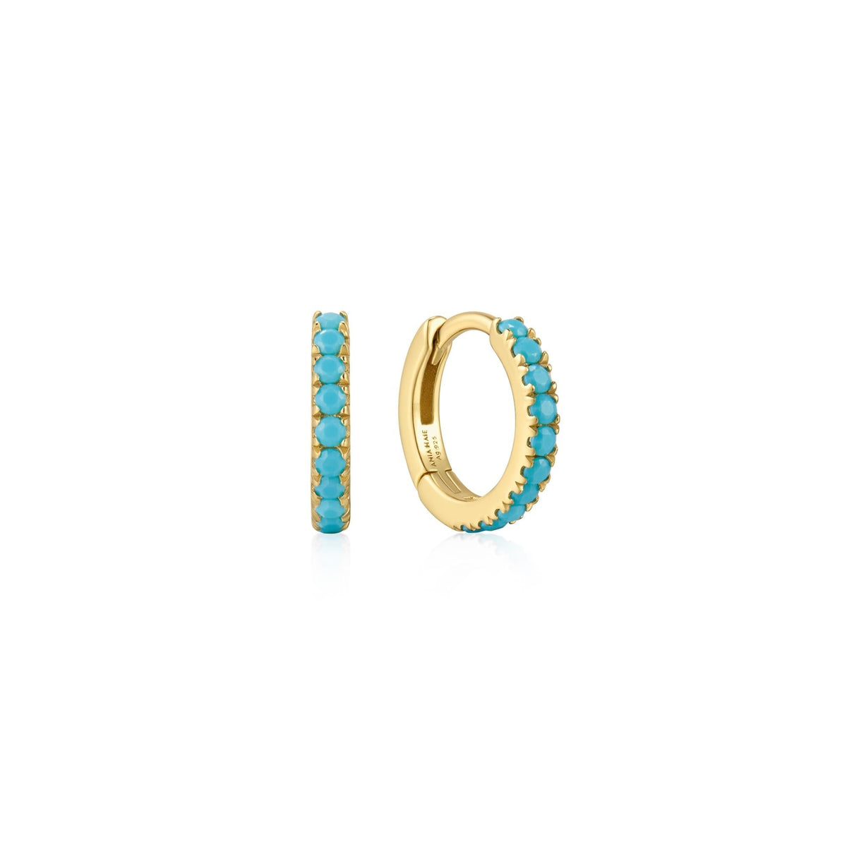 Ania Haie Gold Aqua Blue Row Huggie Hoop Earrings