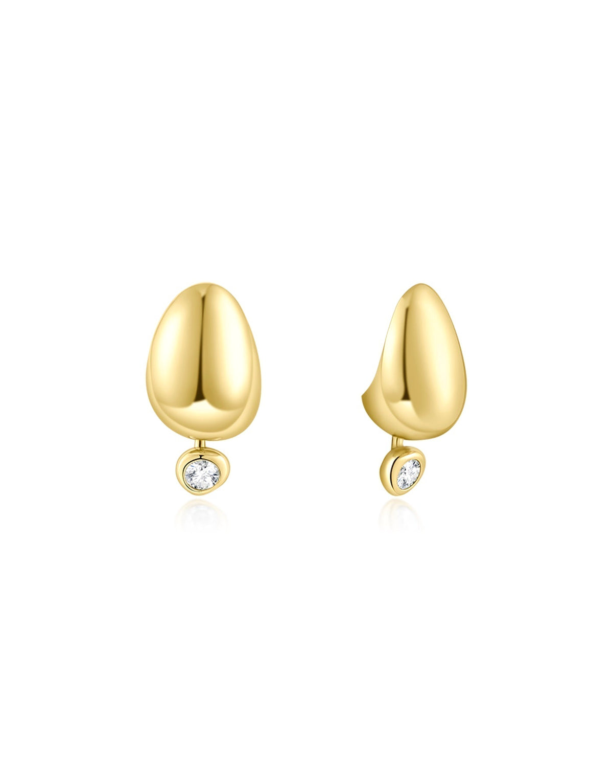 Ania Haie Gold Organic Dome Pebble with Bezel Dangle Stud Earrings E076-07G E076-07G front packshot