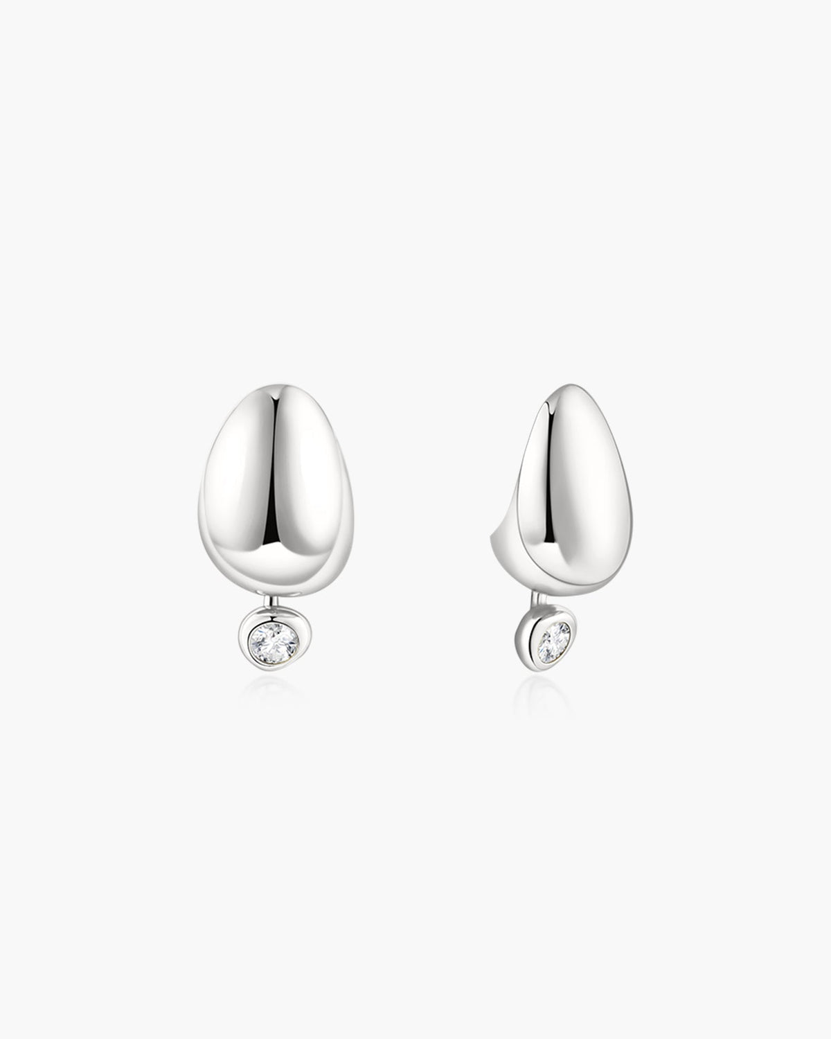 Ania Haie Silver Organic Dome Pebble with Bezel Dangle Stud Earrings E076-07H E076-07H front packshot