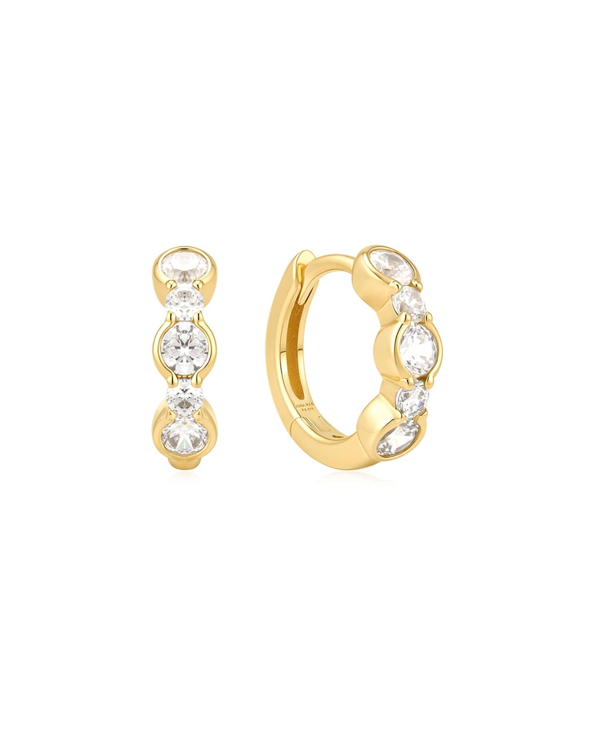 Ania Haie Gold Alternating Half-Bezel Huggie Hoop Earrings E076-10G E076-10G front packshot