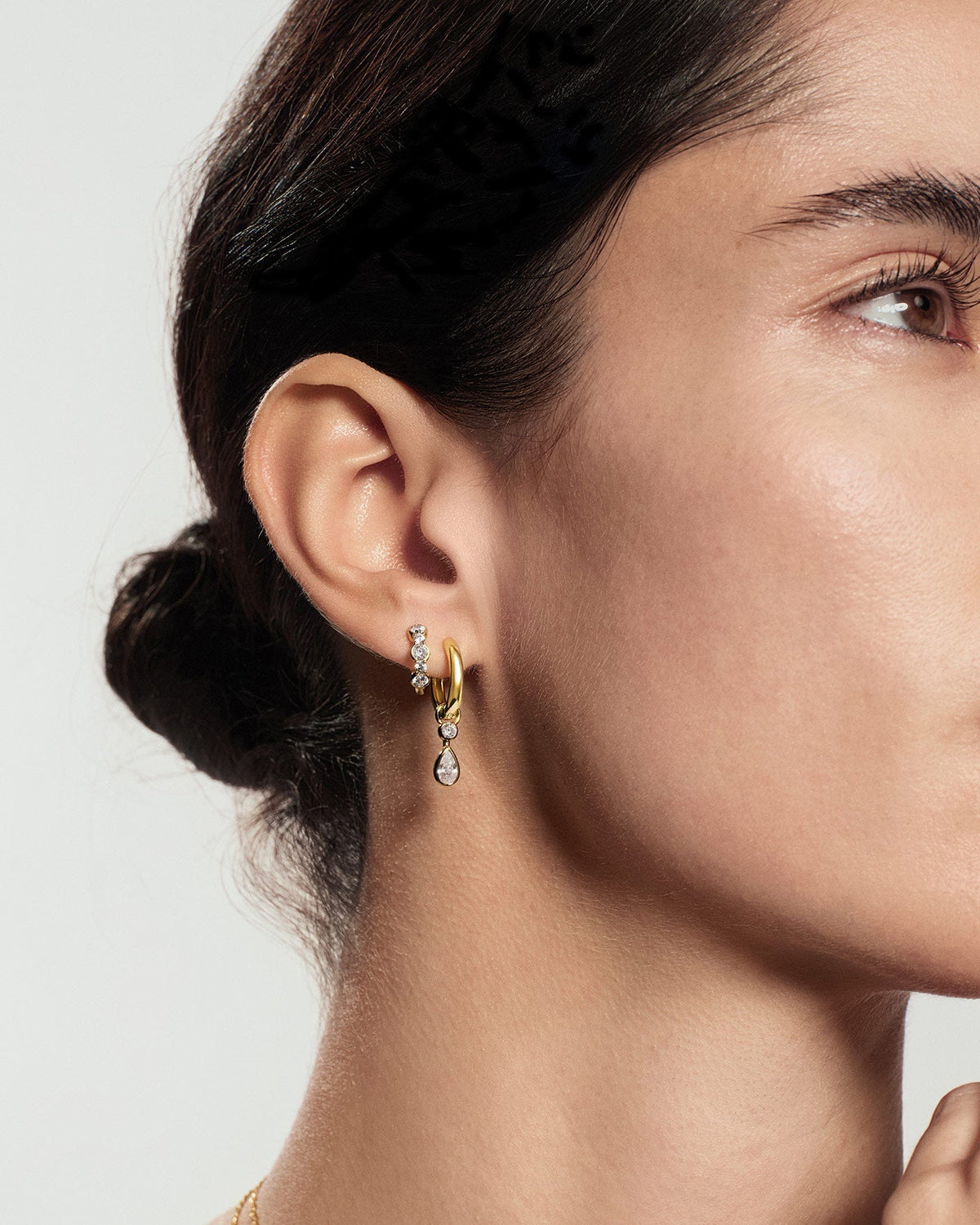 Ania Haie Gold Dangling Bezel Teardrop Huggie Hoop Earrings E076-14G E076-14G view 3