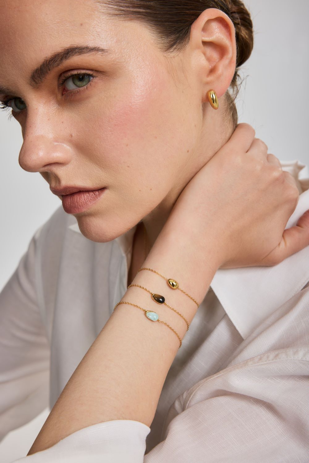 Ania Haie Gold Organic Dome Pebble Bracelet B076-04G B076-04G view 3