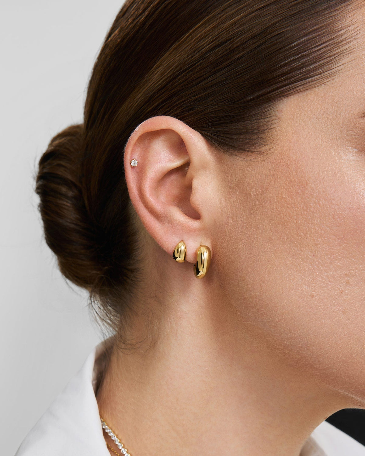 Ania Haie Gold Organic Dome Pebble Huggie Hoop Earrings E076-11G E076-11G view 2