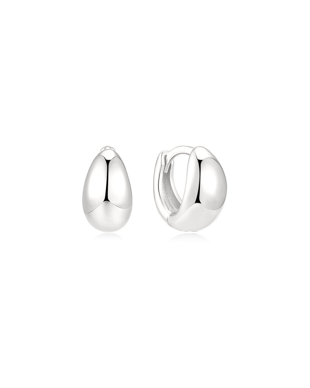 Ania Haie Silver Organic Dome Pebble Huggie Hoop Earrings E076-11H E076-11H front packshot