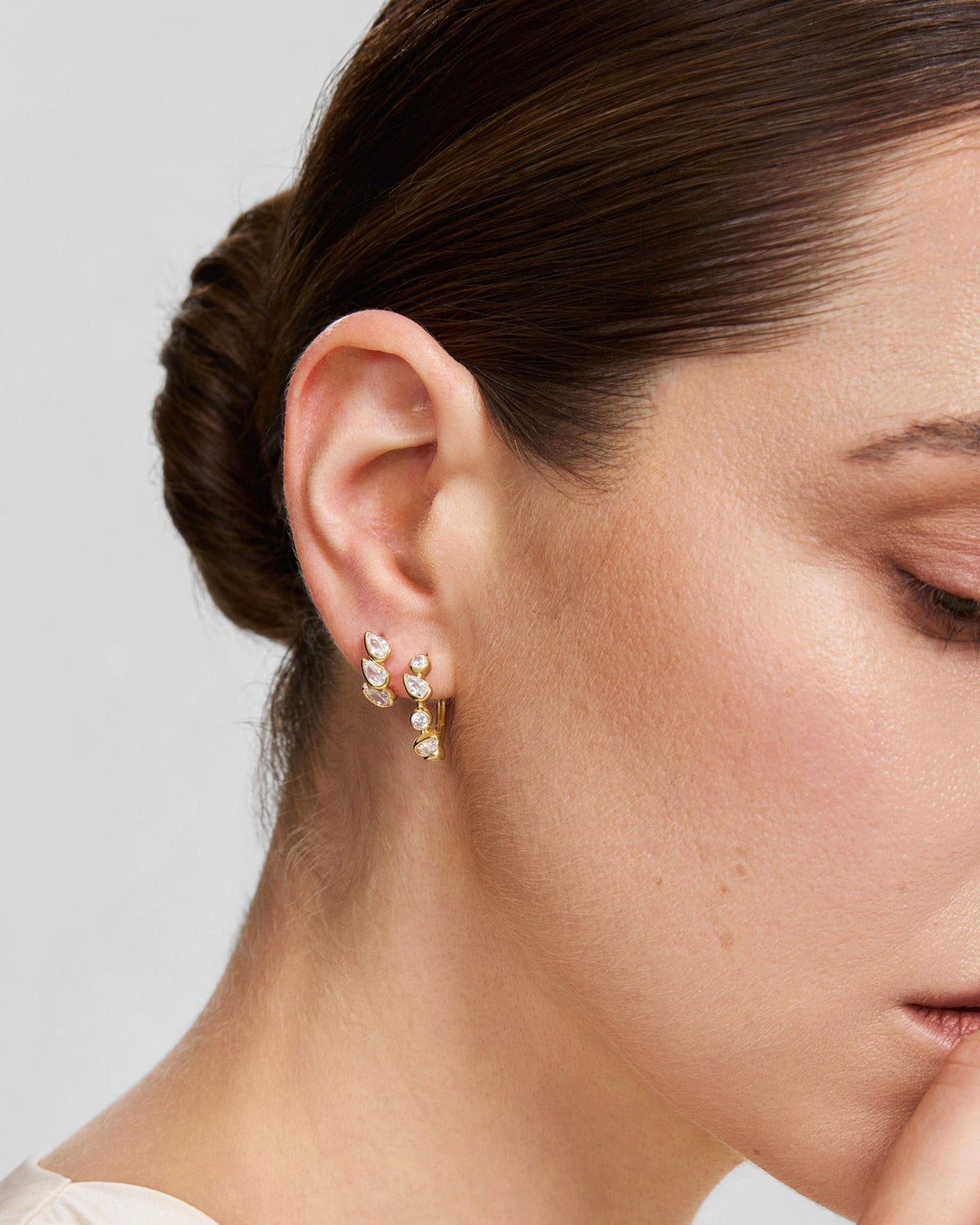 Ania Haie Gold Bezel Round & Teardrop Huggie Hoop Earrings E076-15G E076-15G view 2