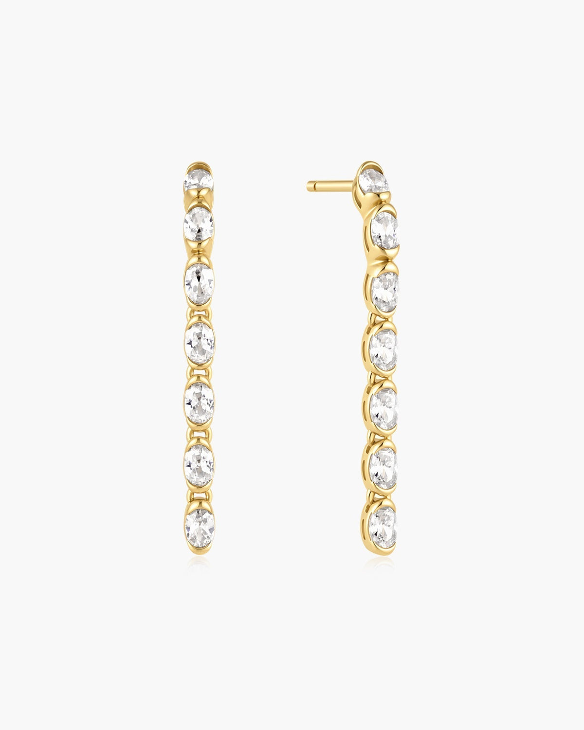 Ania Haie Gold Half-Bezel Oval Linear Dangle Stud Earrings E076-18G E076-18G front packshot