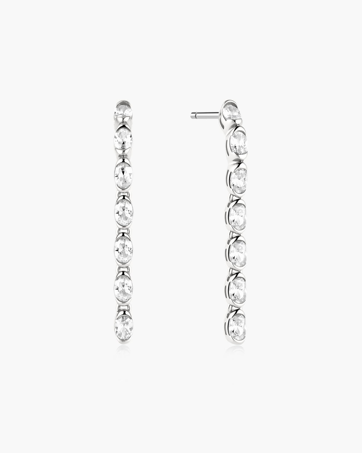 Ania Haie Silver Half-Bezel Oval Linear Dangle Stud Earrings E076-18H E076-18H front packshot