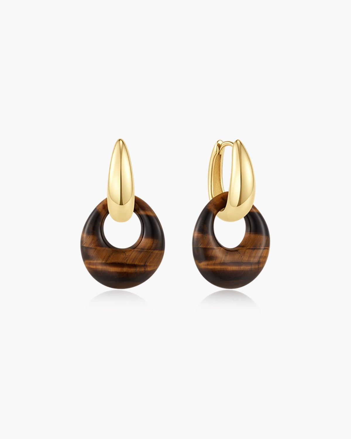 Ania Haie Gold Hollow Tiger's Eye Organic Pebble Drop Earrings E076-21G-TE E076-21G-TE front packshot