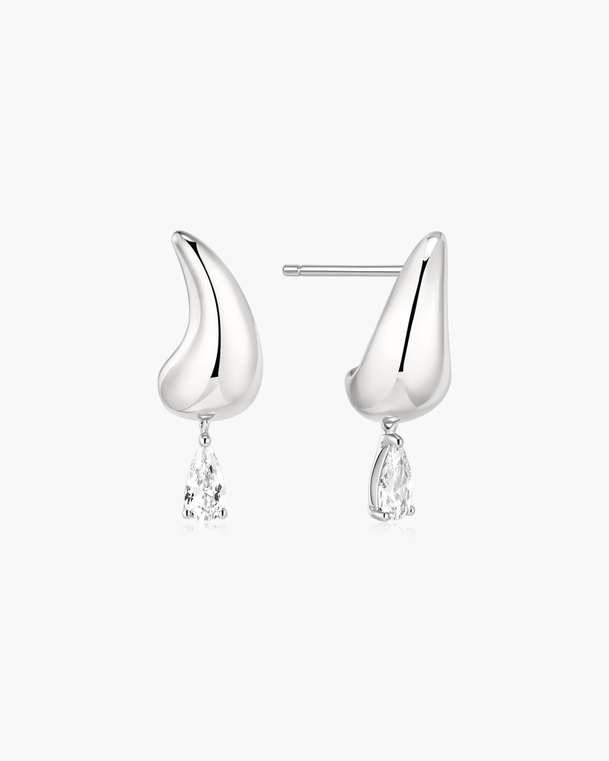 Ania Haie Silver Curved Teardrop Dangle Stud Earrings E078-04H E078-04H front packshot
