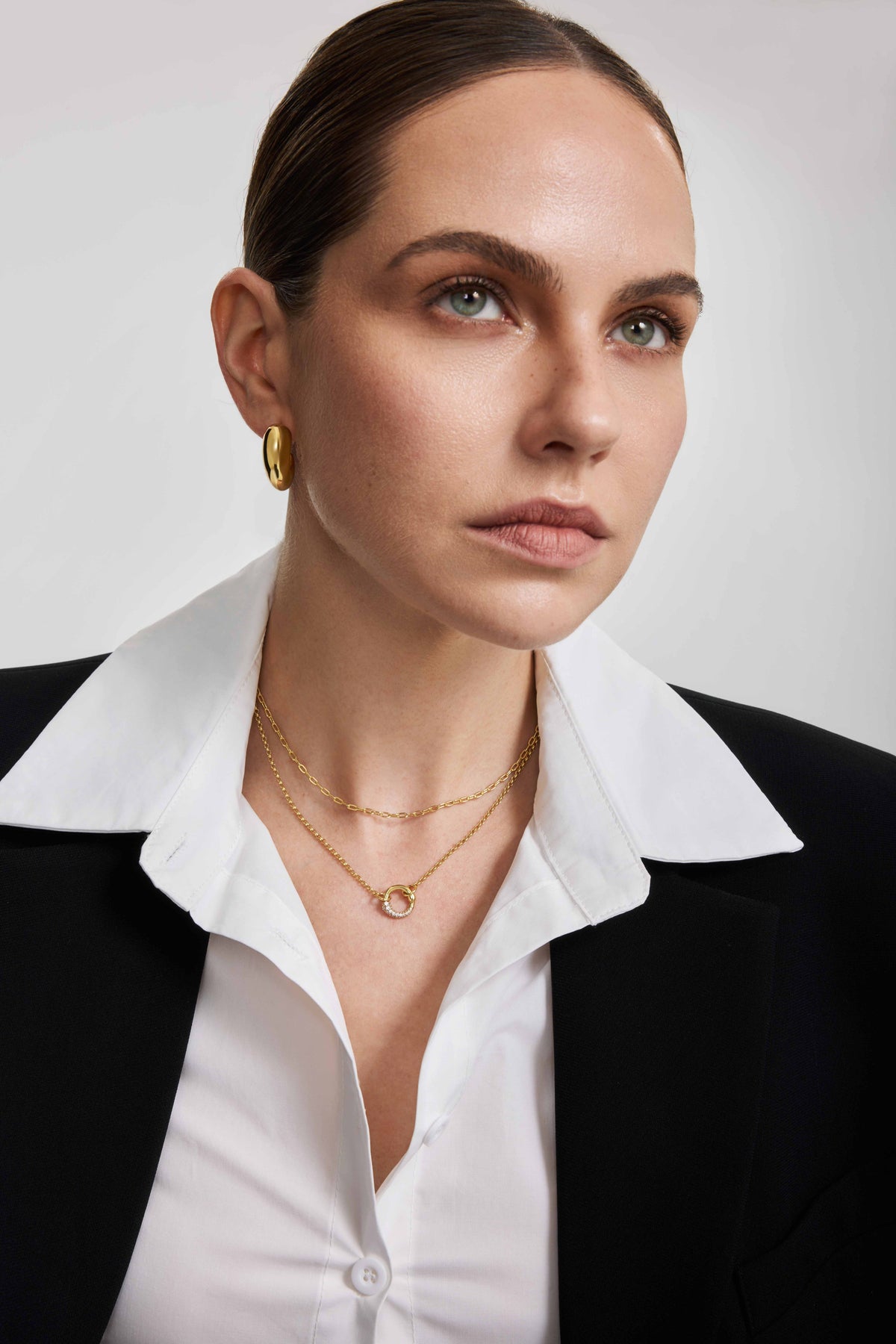 Ania Haie Gold Half Pave & Polish Hoop Necklace N078-03G N078-03G view 2