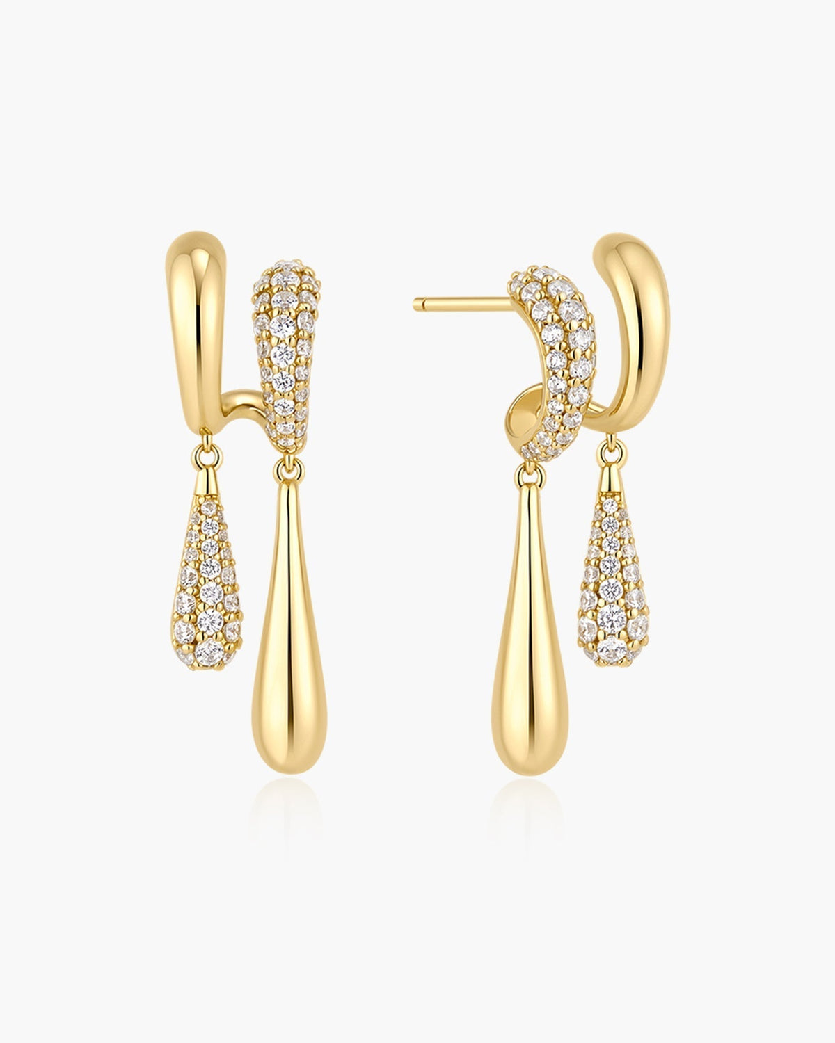 Ania Haie Gold Spiral Contrast Teardrop Dangle Stud Earrings E078-13G E078-13G front packshot