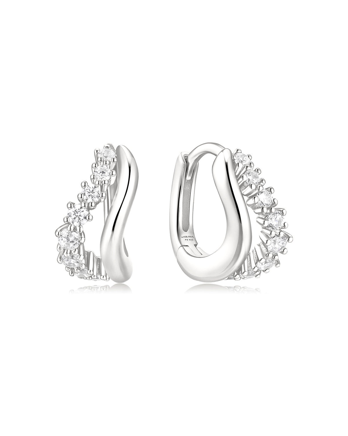 Ania Haie Silver Duet Wave Huggie Hoop Earrings