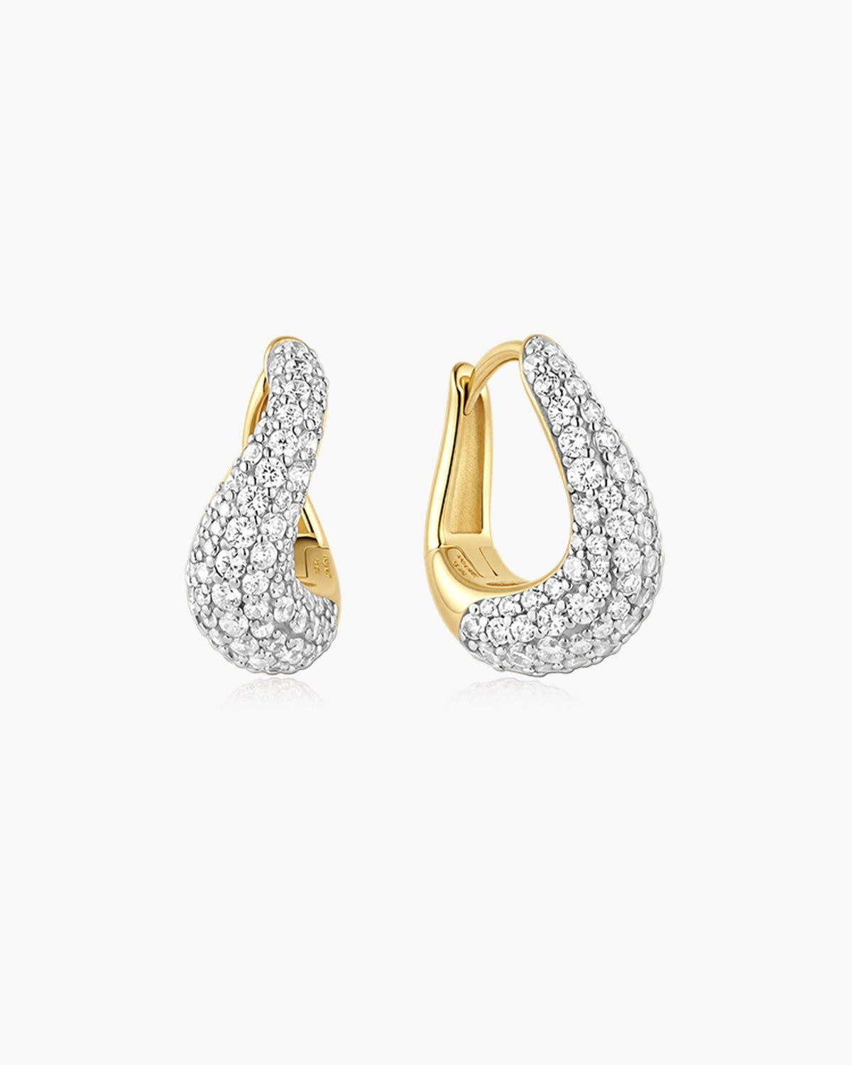 Ania Haie Gold Pave Wave Huggie Hoop Earrings