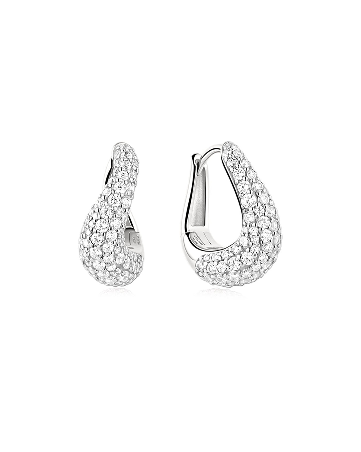 Ania Haie Silver Pave Wave Huggie Hoop Earrings