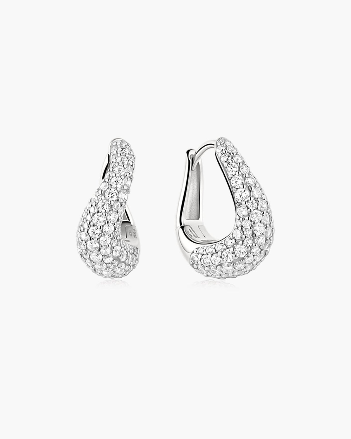Ania Haie Silver Pave Wave Huggie Hoop Earrings
