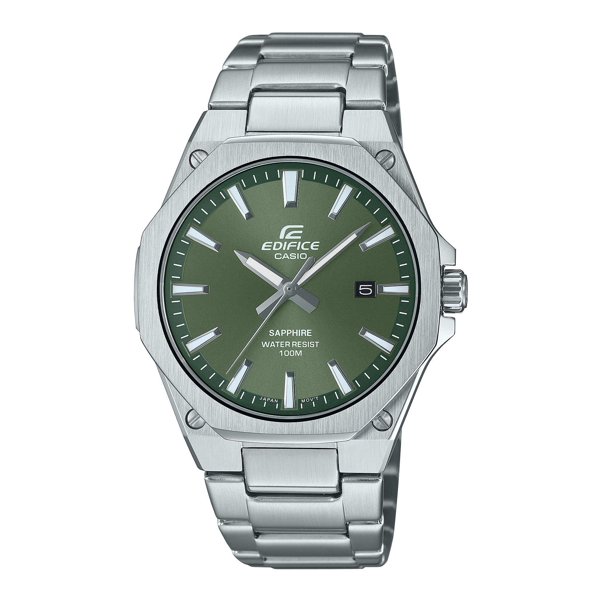 Casio Edifice 3-Hand Analog Green Dial Stainless Steel Watch EFRS108D-