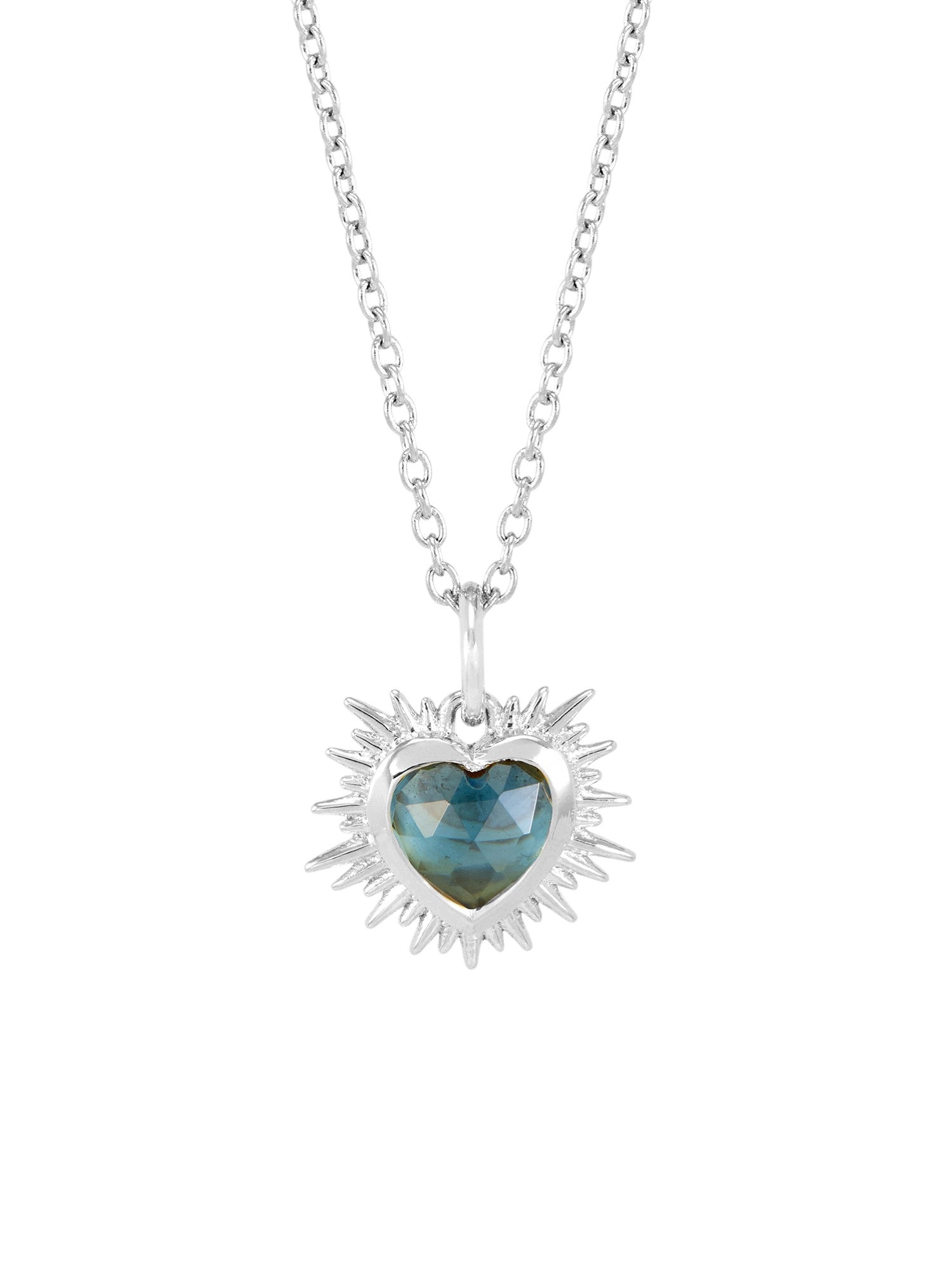 Rachel Jackson Electric Love Birthsone Heart Necklace Silver DECEMBER