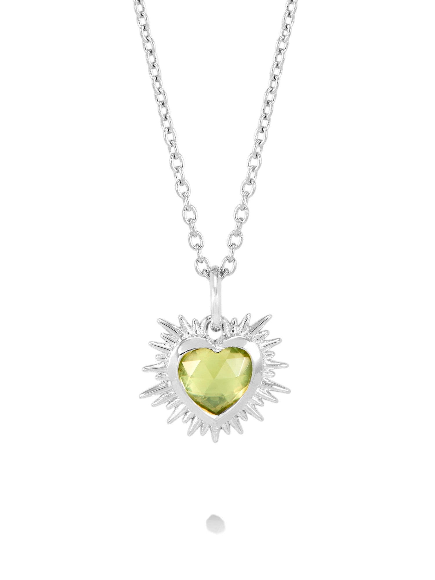 Rachel Jackson Electric Love Birthsone Heart Necklace Silver AUGUST