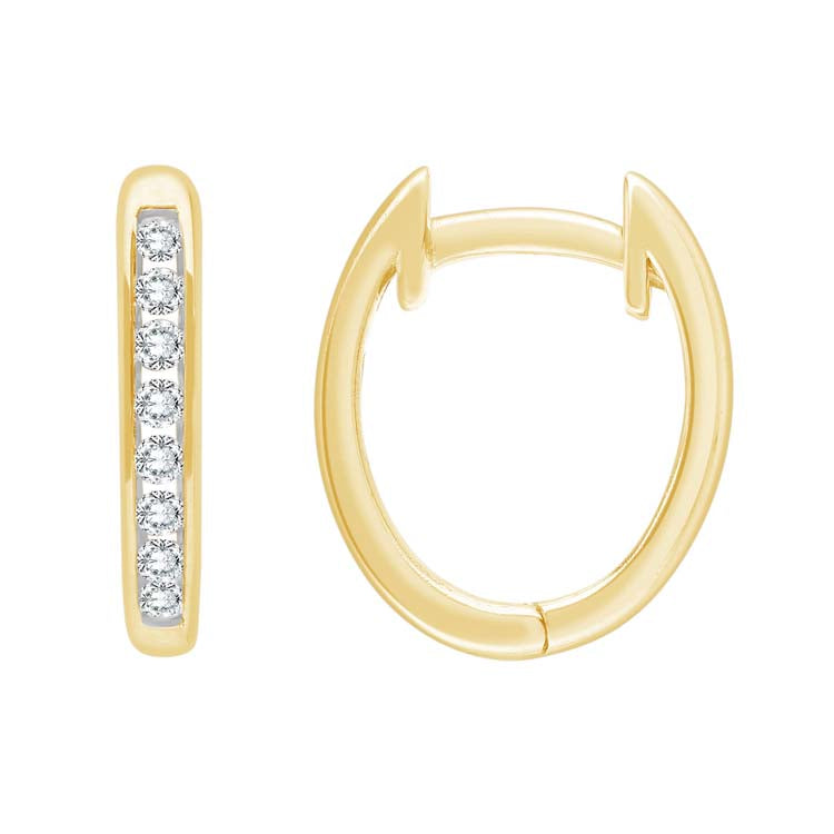 0.15ct Diamond Huggie Earrings in 9K Yellow Gold