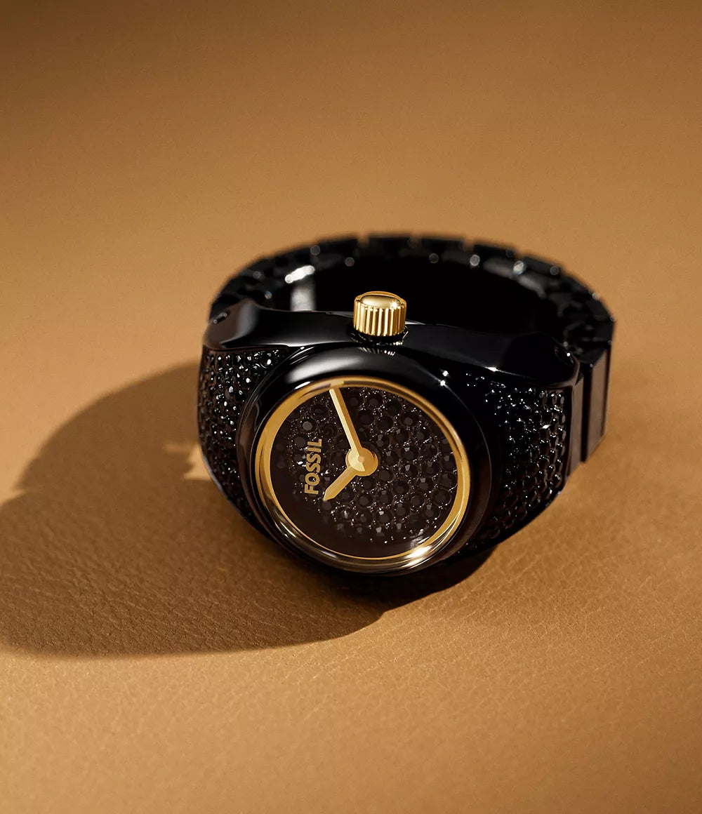 Fossil Raquel Black Pavé Dial Watch Ring ES5449