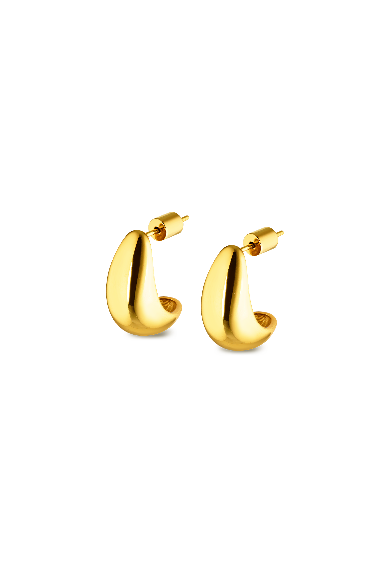 Cendré Enna gold teardrop earrings on a white background