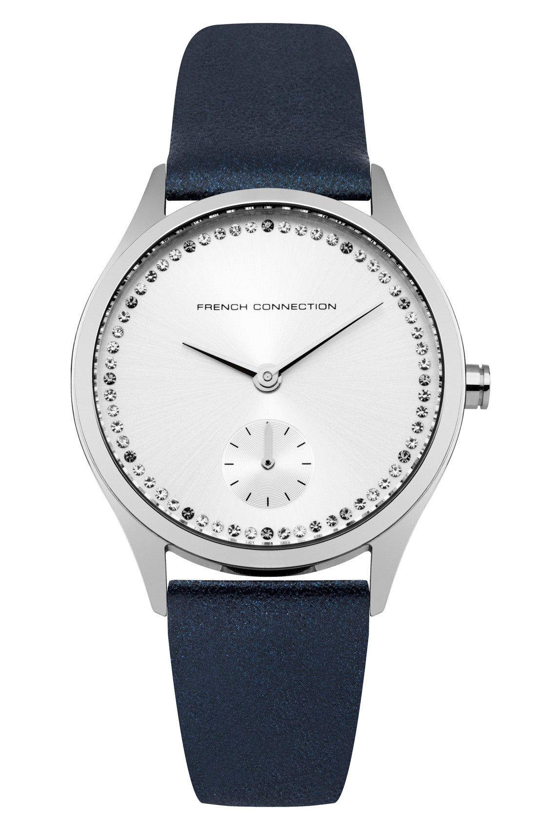 French Connection Louisa 35mm Silver Dial Blue Pearlised Leather Strap Watch