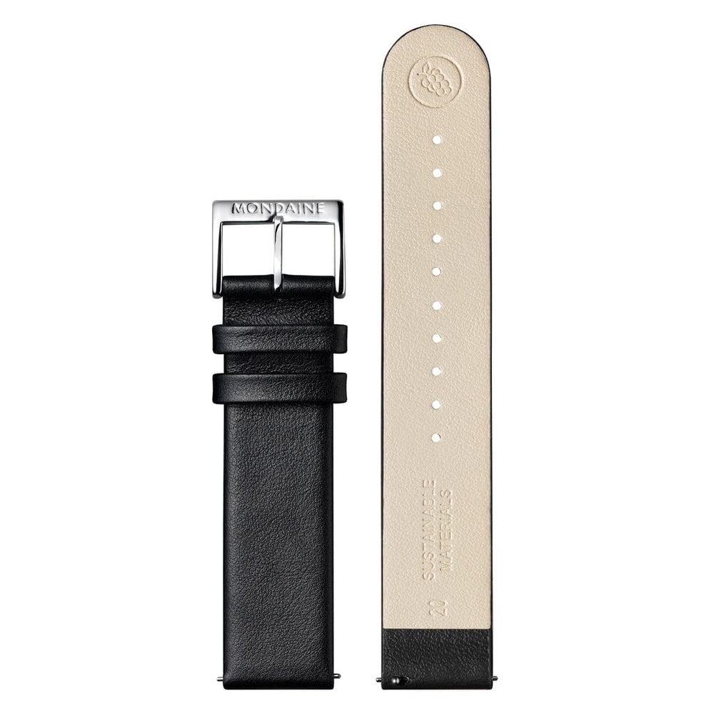 Mondaine Black Vegan Leather 20mm Watch Band FG16220.20Q
