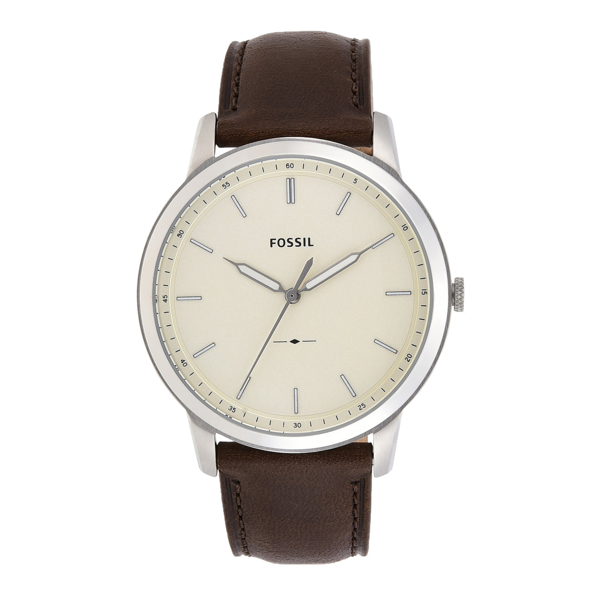 Fossil Minimalist Brown Leather Three-Hand Watch FS5439 display picture 2