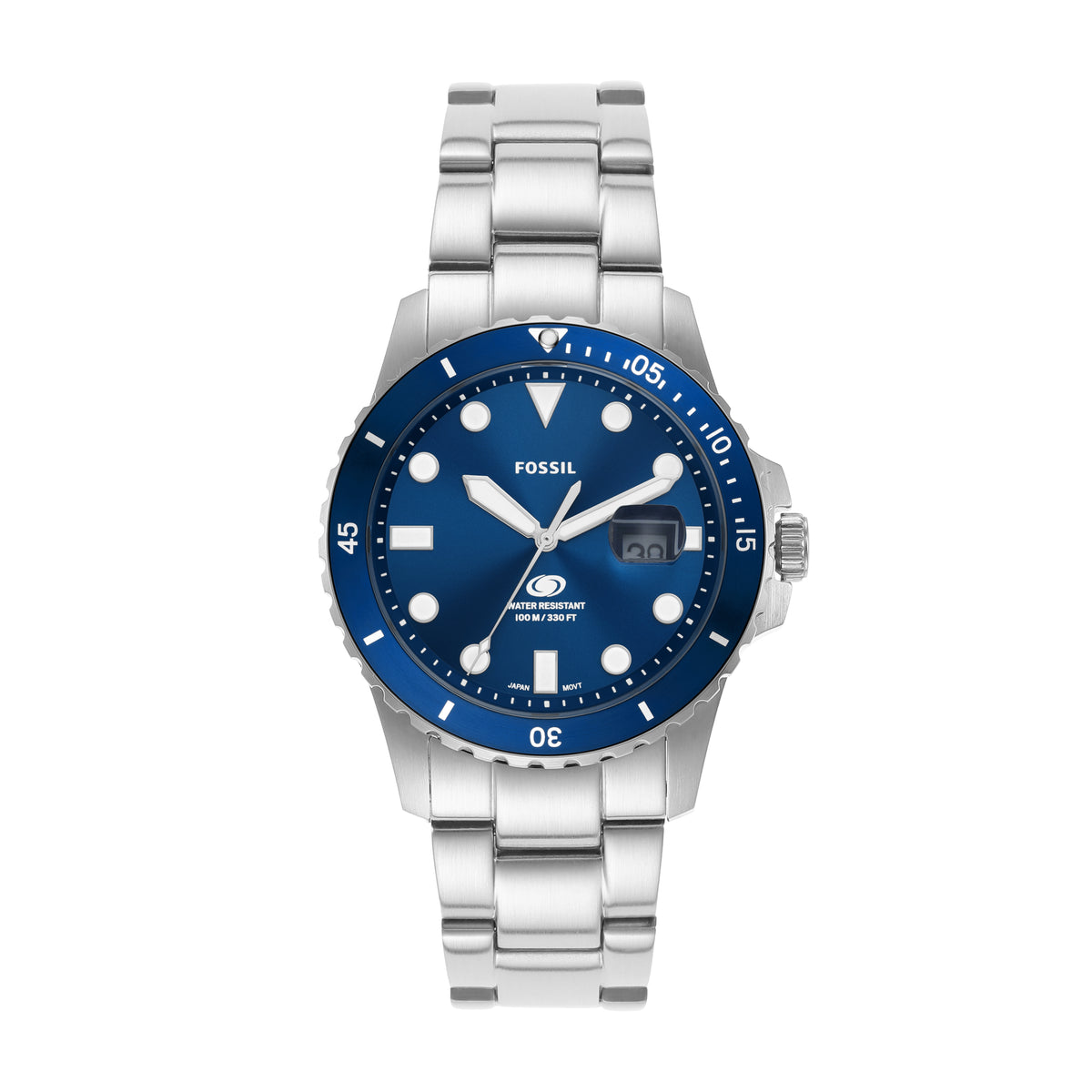 Fossil Silver Stainless Steel Blue Dial Men display picture 1