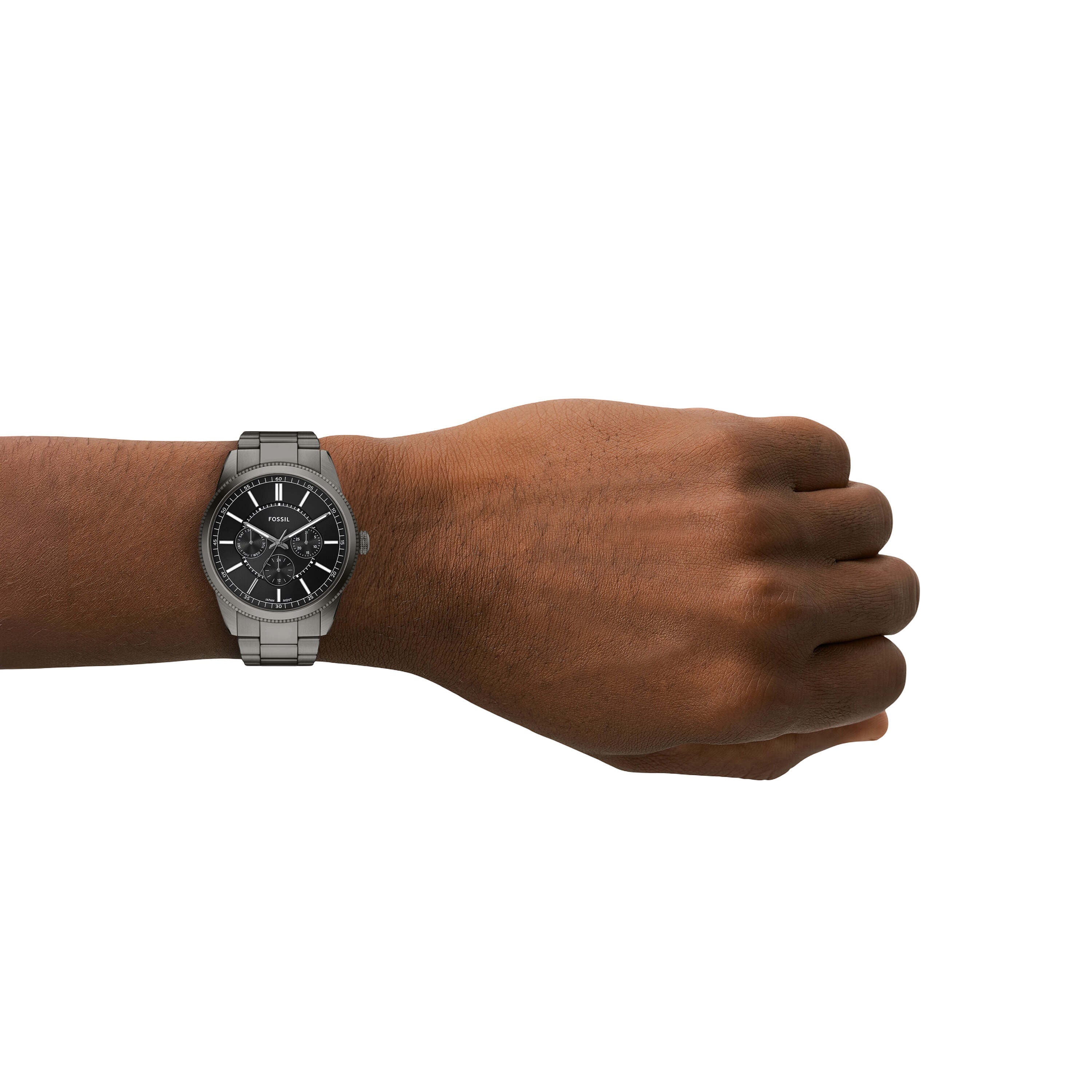 Fossil Pearson Multifunction Gunmetal Stainless Steel Black Dial Watch FS6136