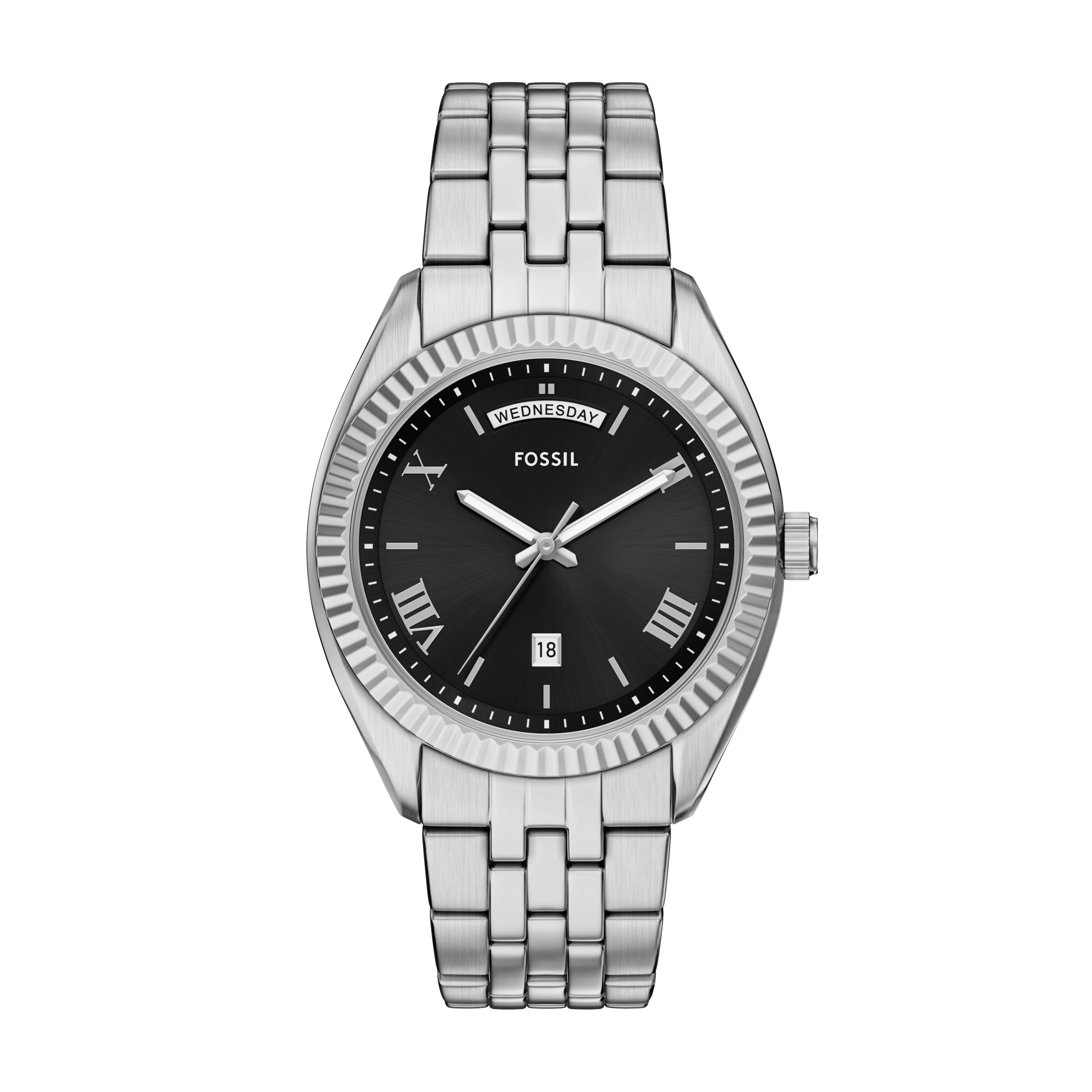 Fossil Campbell Three-Hand Day-Date Stainless Steel Watch FS6139