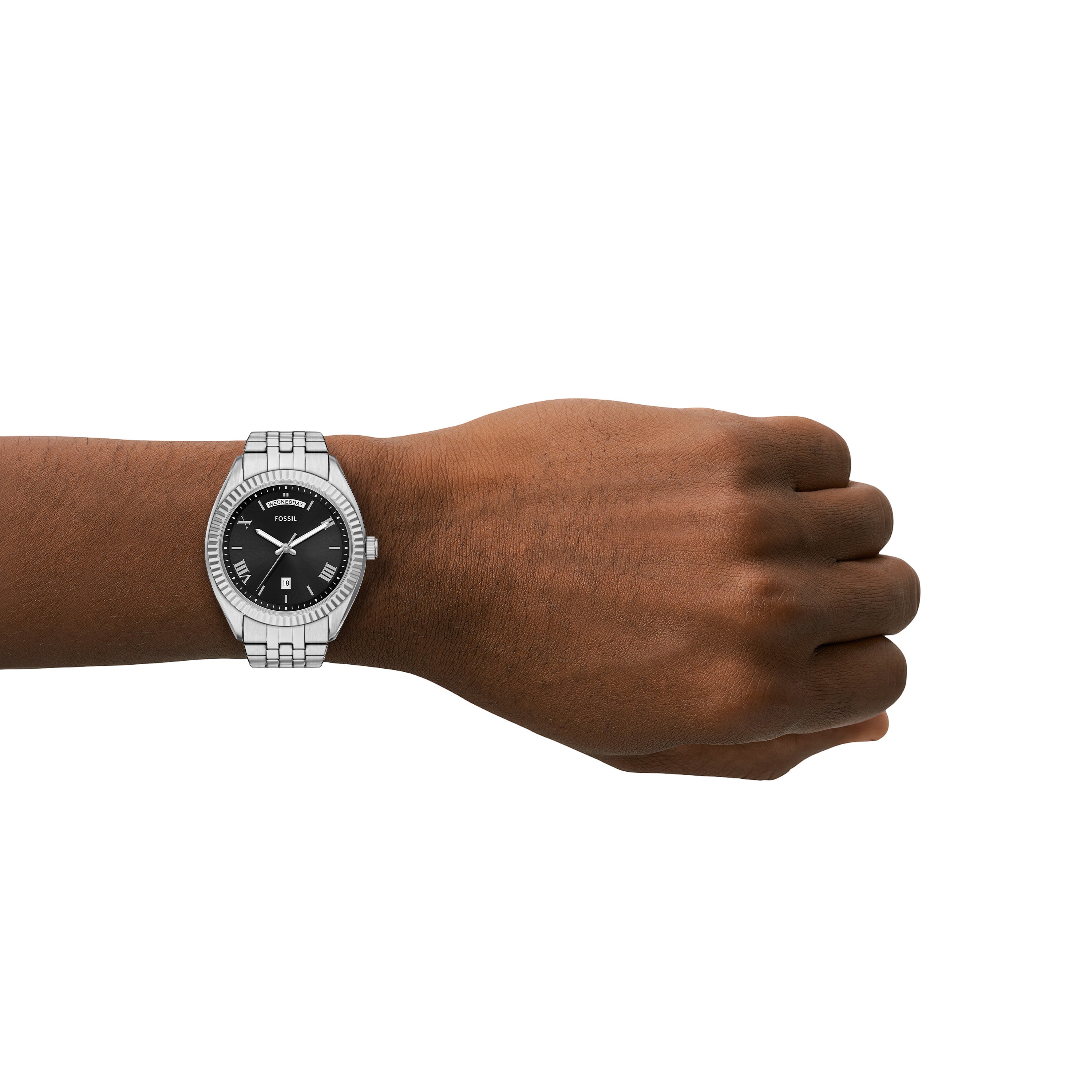 Fossil Campbell Three-Hand Day-Date Stainless Steel Watch FS6139