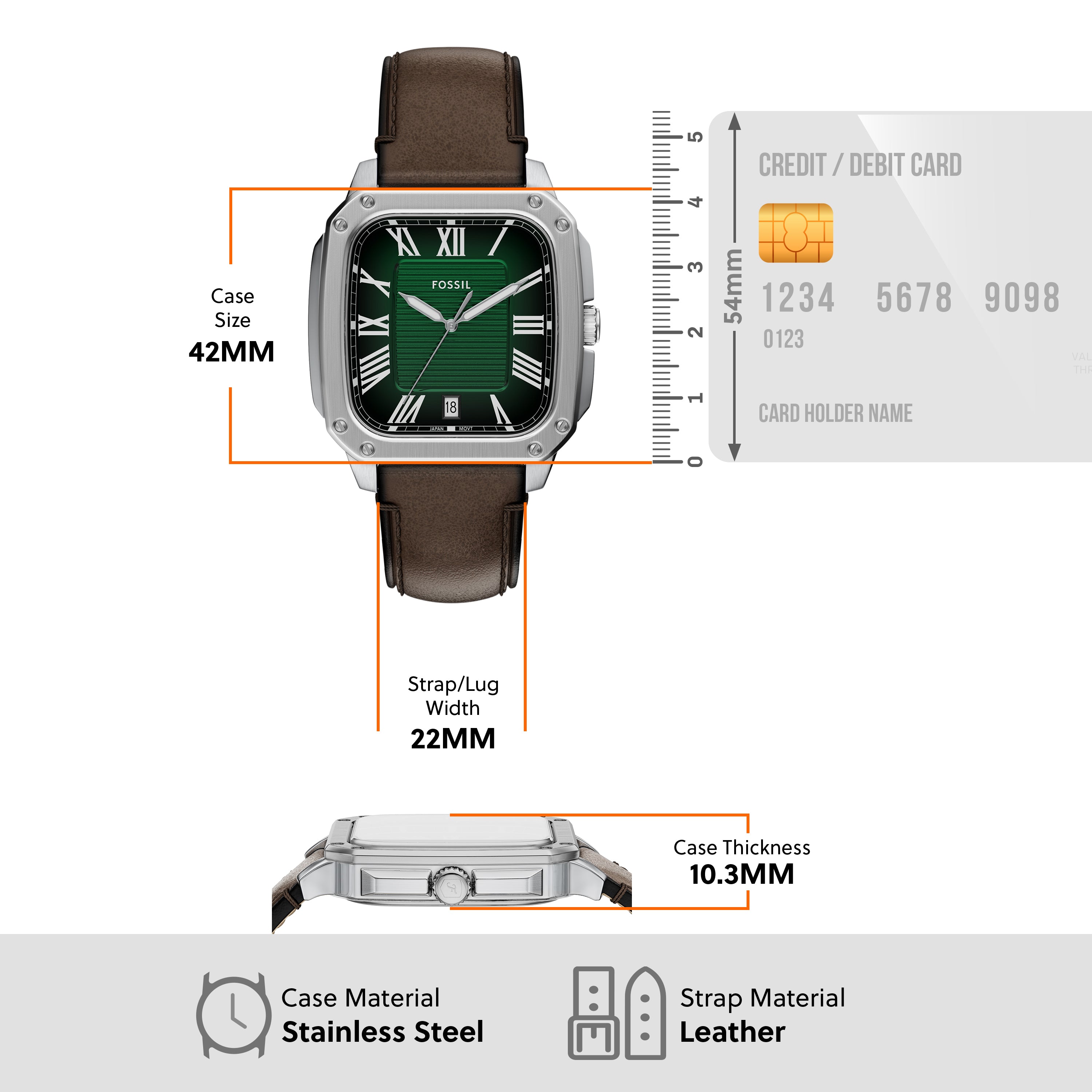 Fossil Crosby Three Hand Brown Leather Watch FS6150