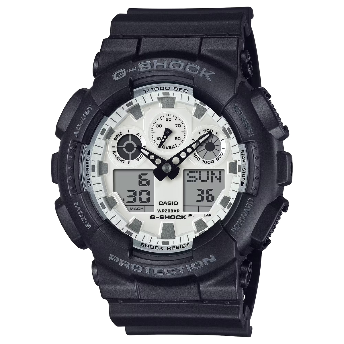 G-Shock Military Black Case and Band White Dial Men's Watch GA100WD-1A