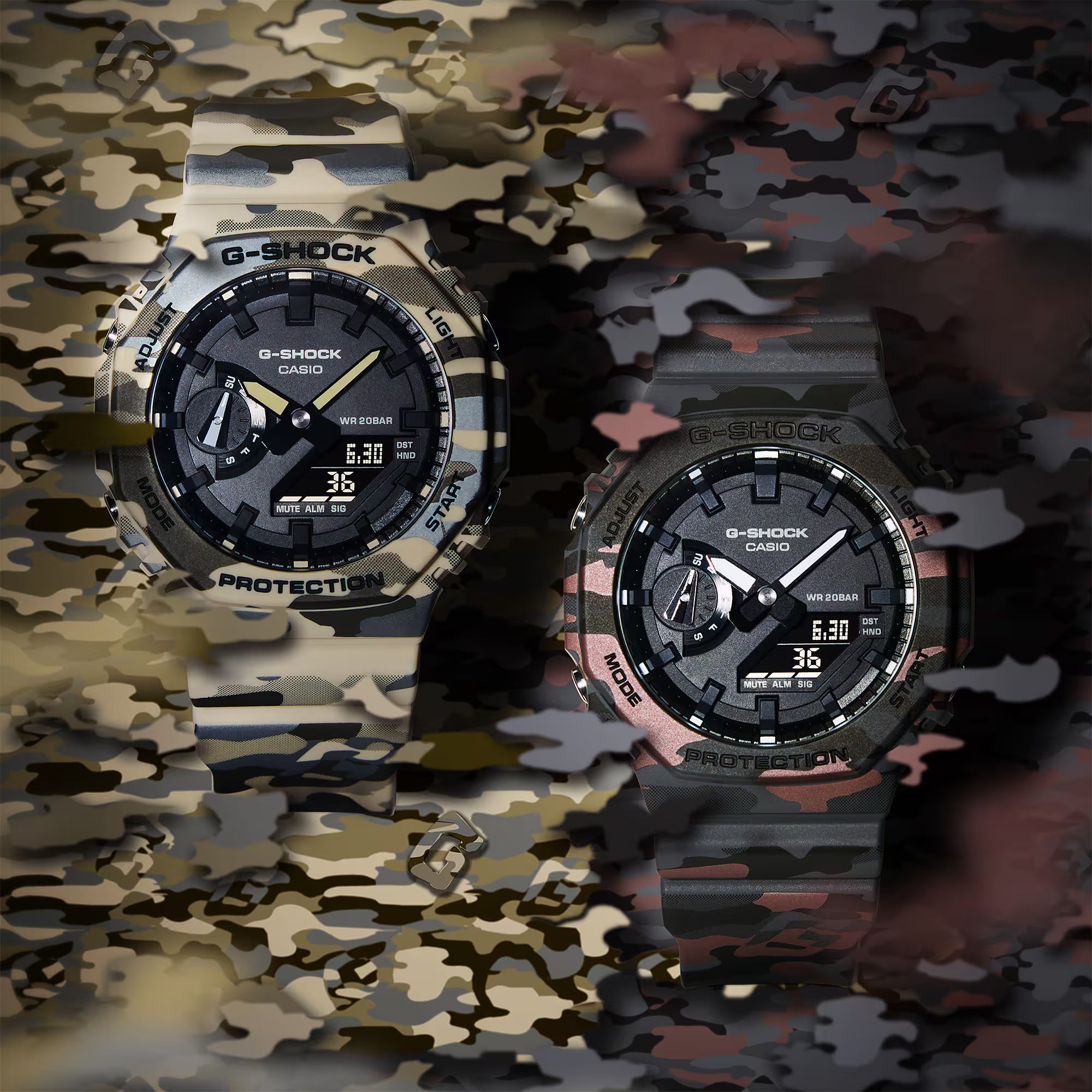 G-Shock Analog Digital Camouflage Resin Band Black Dial Watch GA2100CM-5A